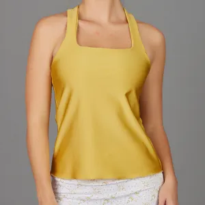 Golden White Racerback Built-in Bra Top (gold)