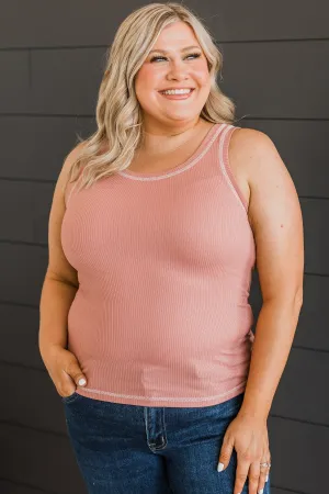 Good Attitude Ribbed Knit Tank Top- Mauve
