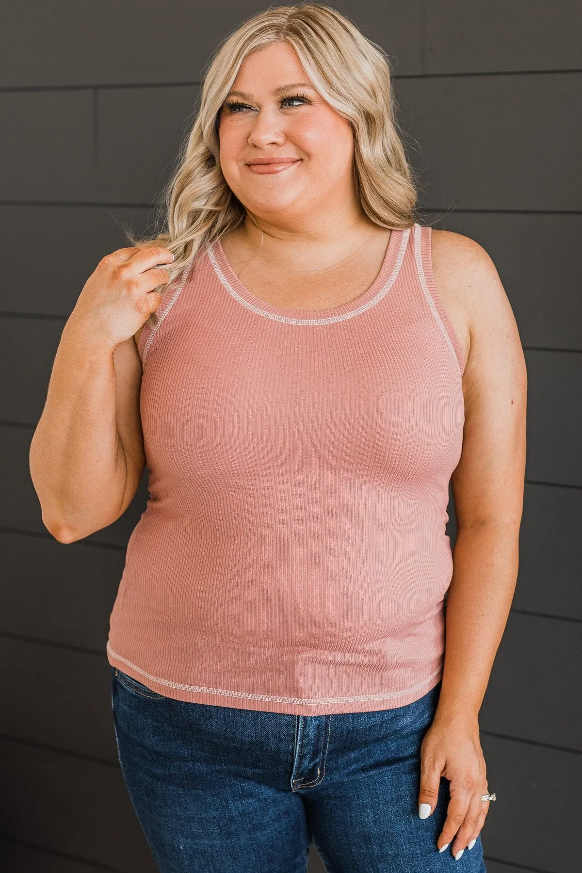 Good Attitude Ribbed Knit Tank Top- Mauve