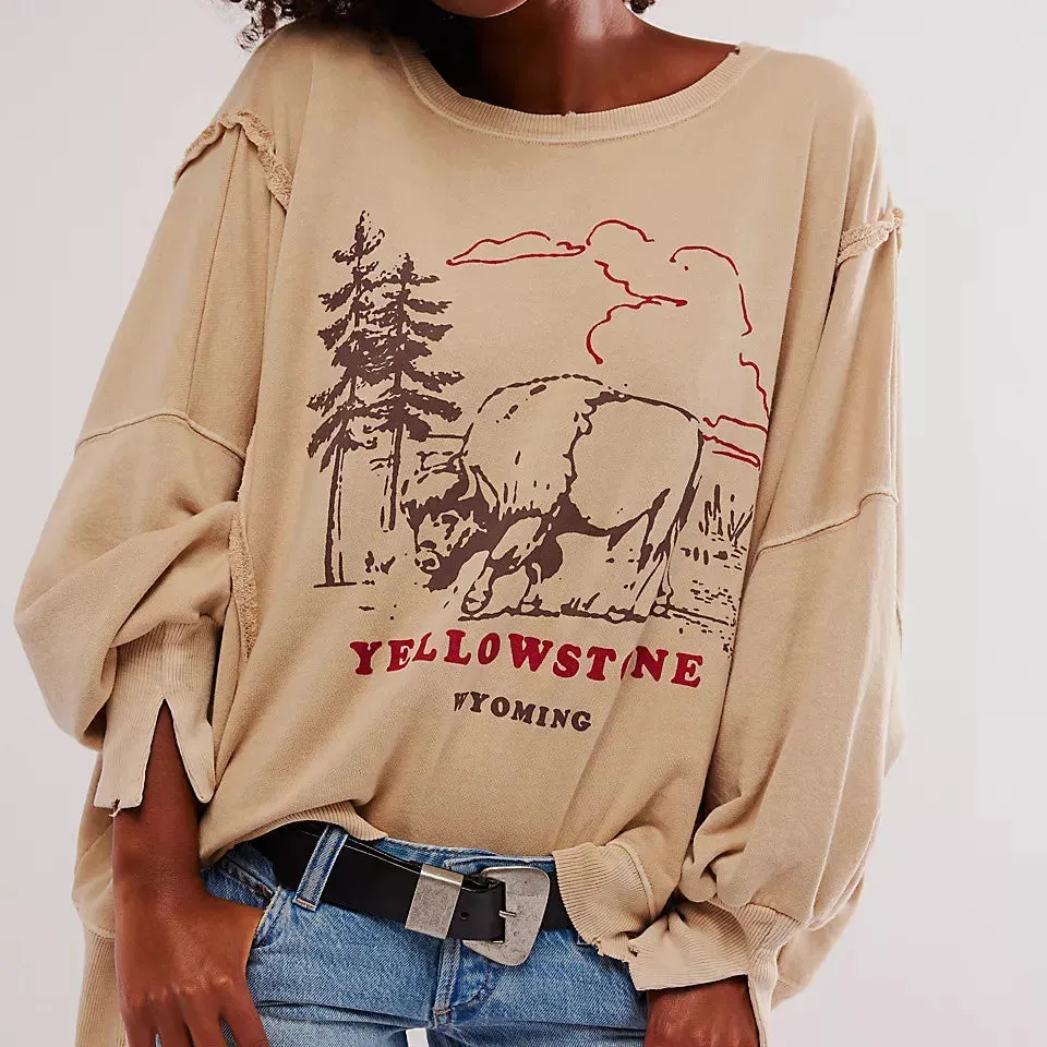 Graphic Long Sleeve  Crewneck Shirt