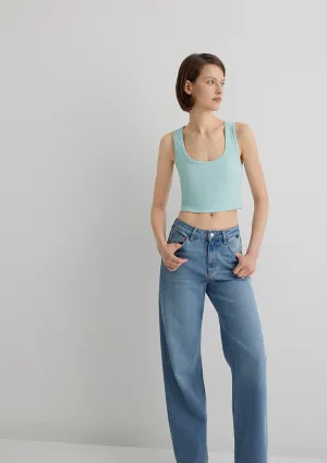 Green Crop Basic Tank Top