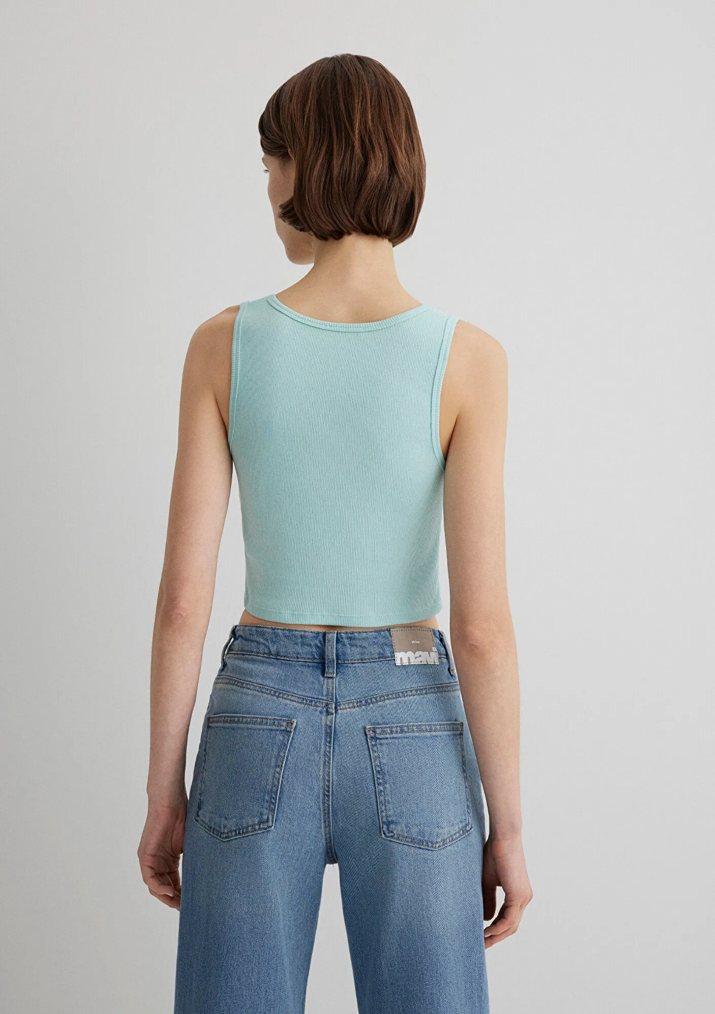 Green Crop Basic Tank Top