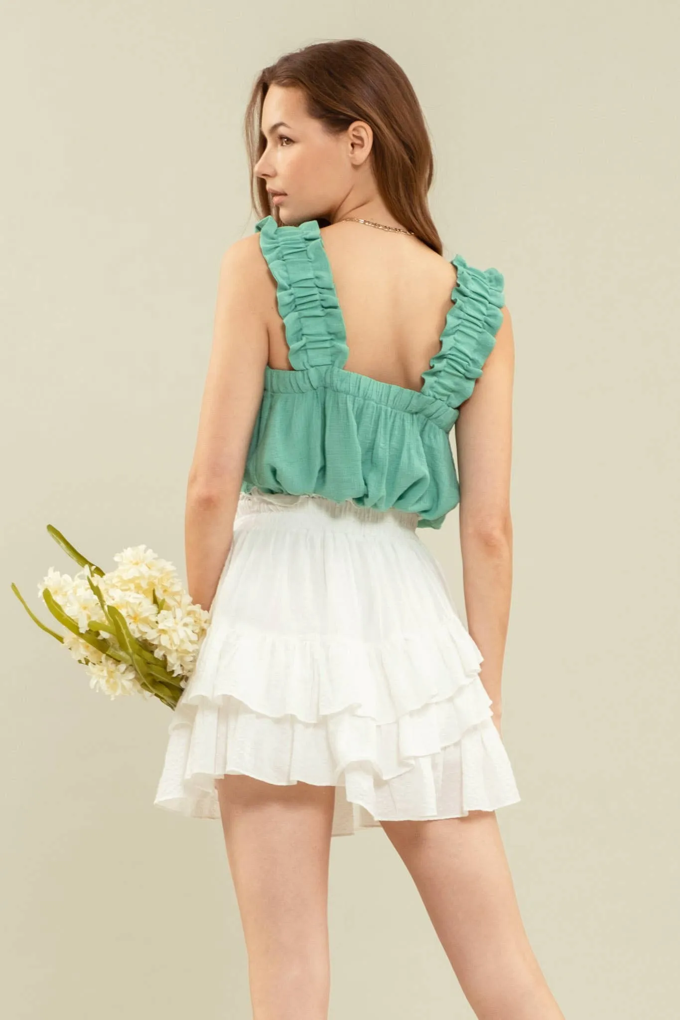 Green Ruffle Tank..