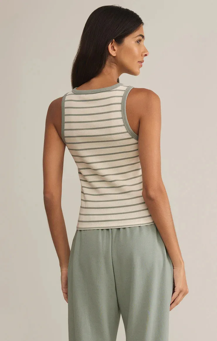 Hadley Striped Tank-Sage Green