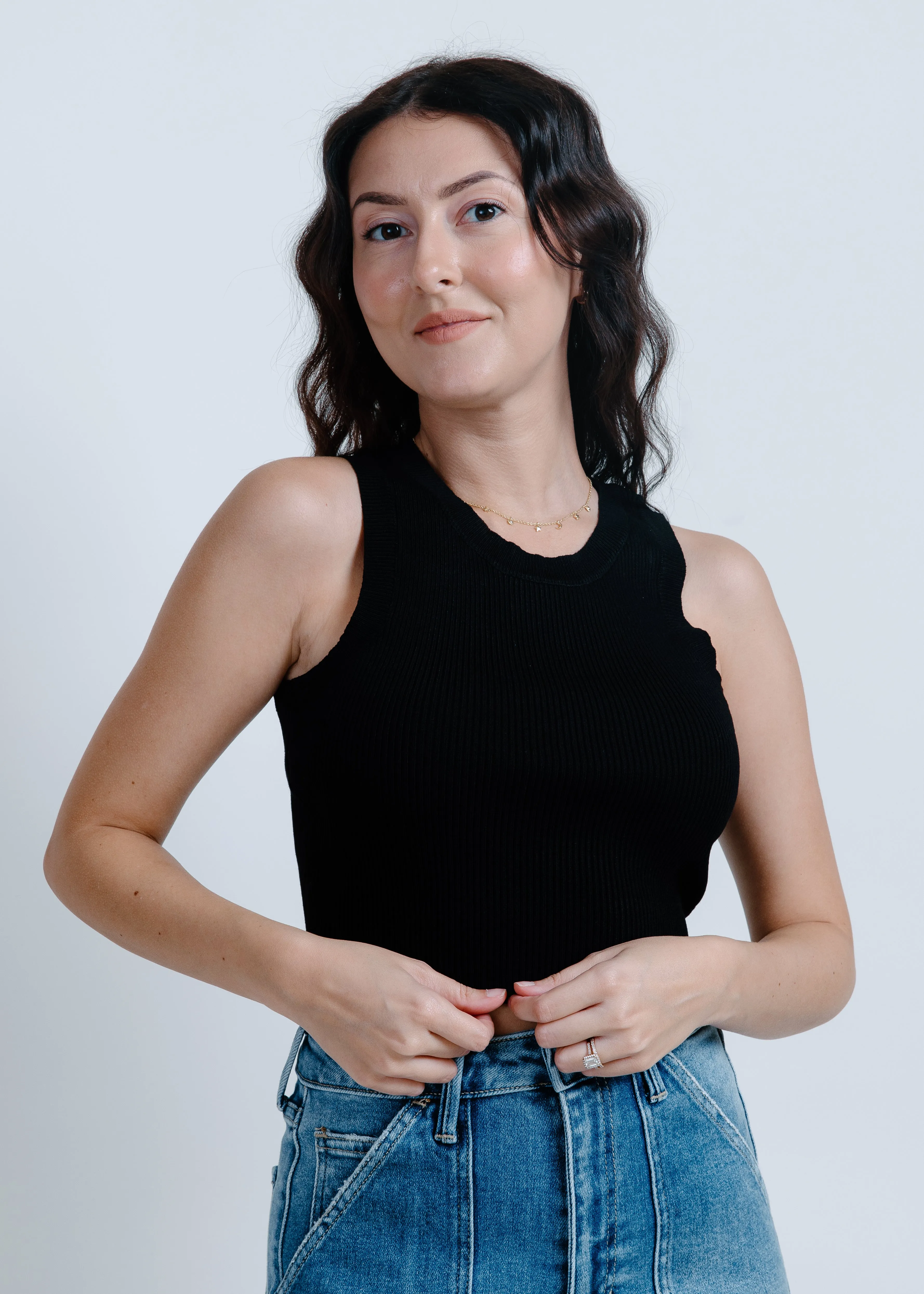 Hailey Ribbed Tank - Black