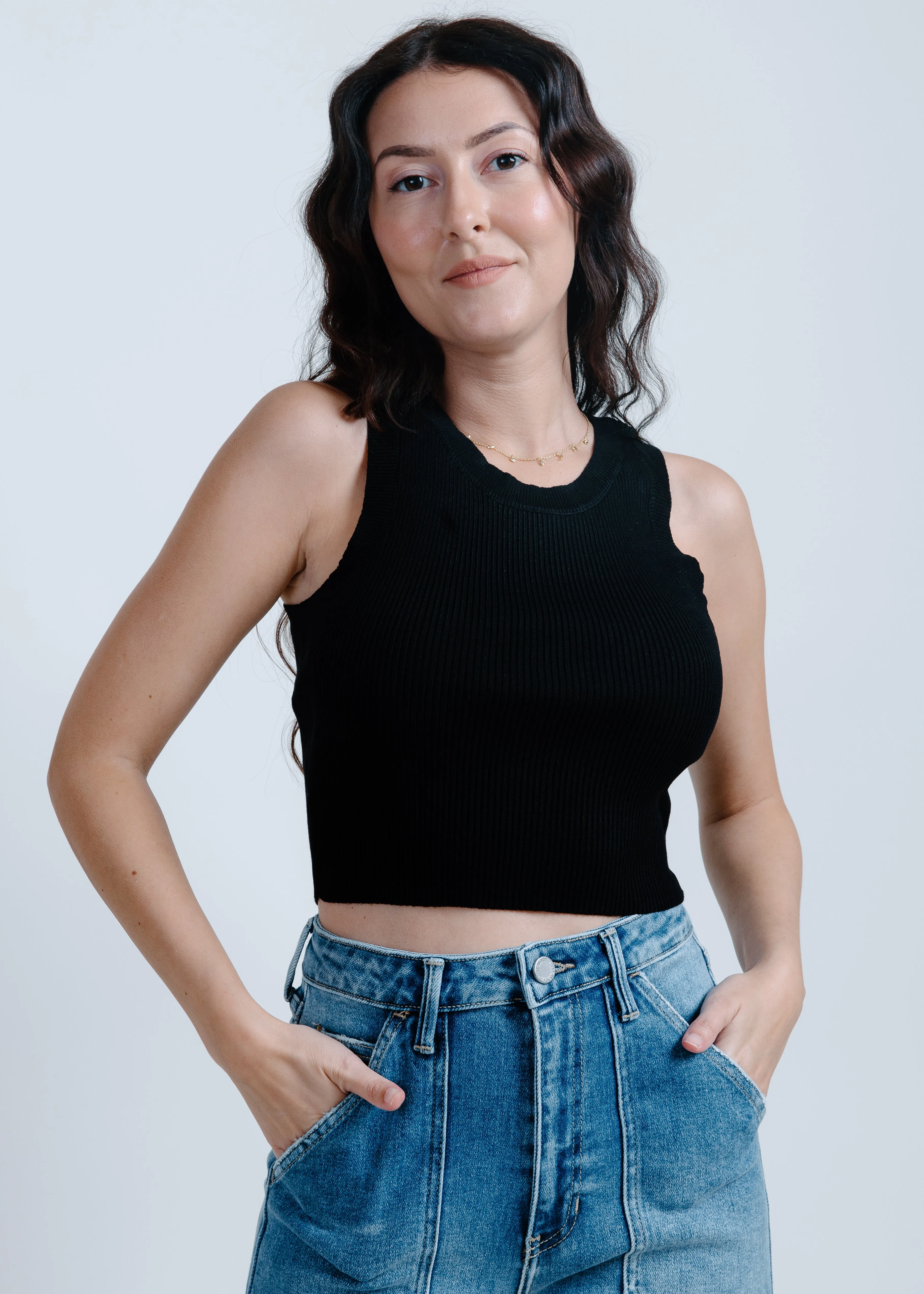 Hailey Ribbed Tank - Black