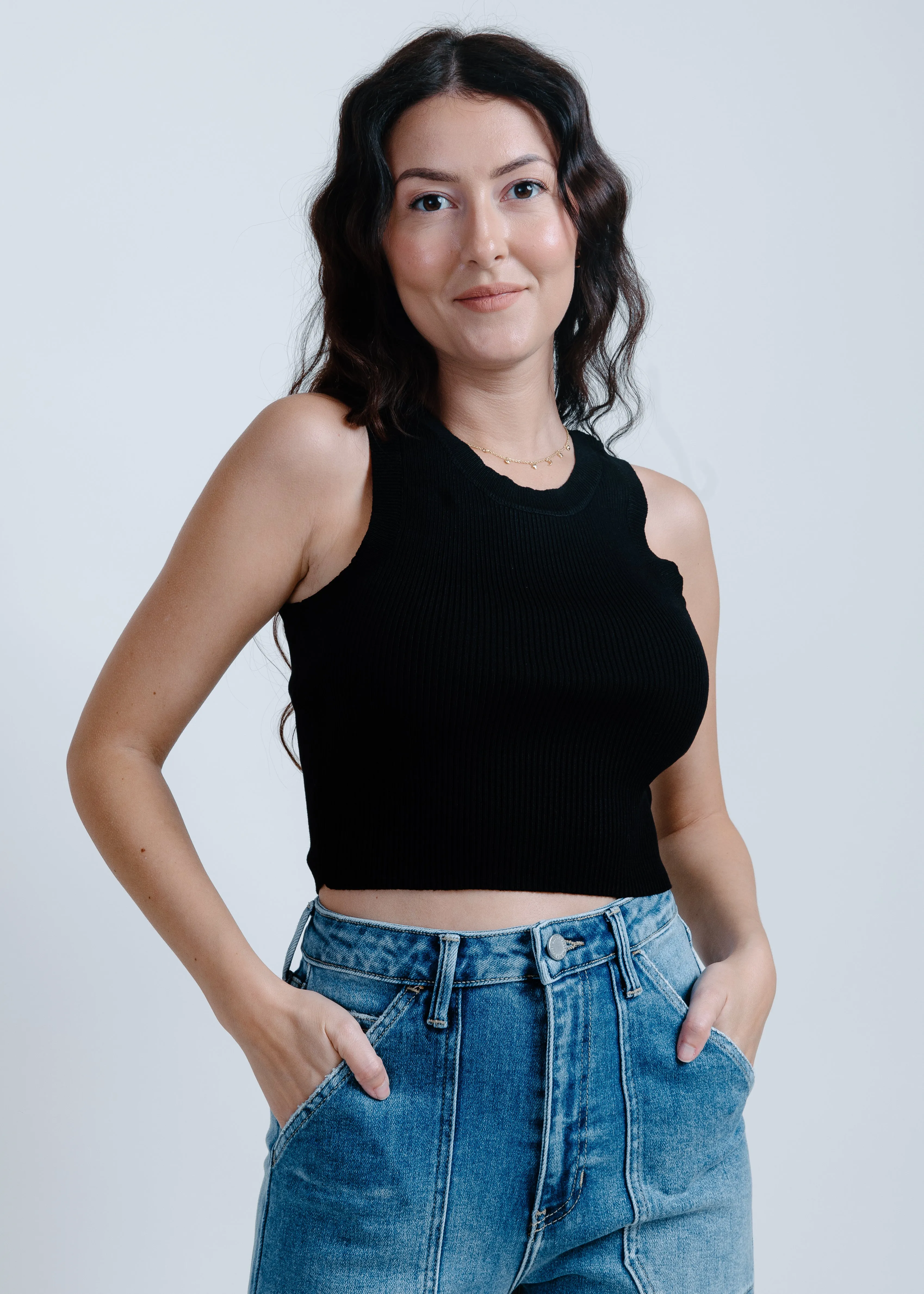 Hailey Ribbed Tank - Black