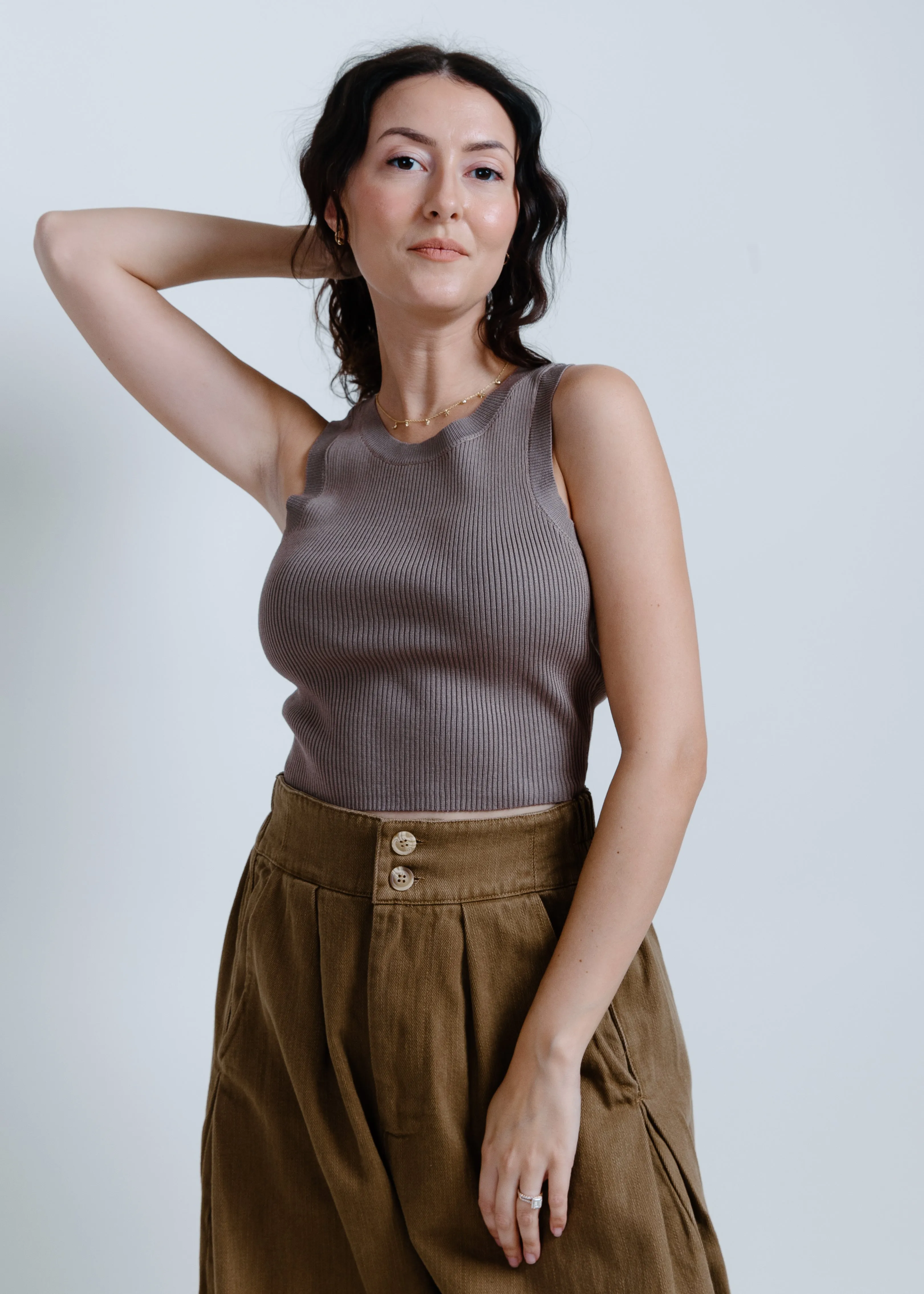 Hailey Ribbed Tank - Mocha