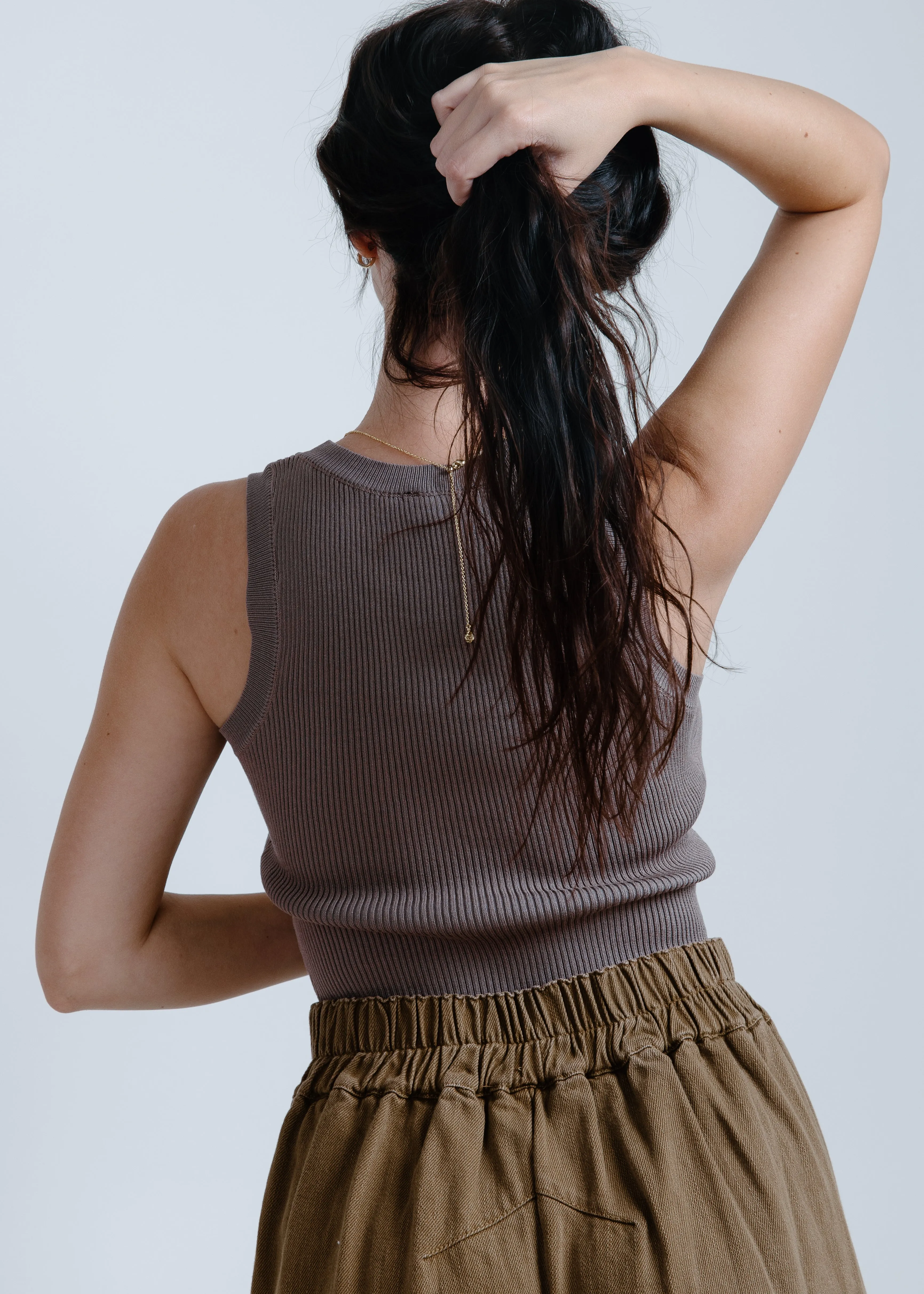 Hailey Ribbed Tank - Mocha