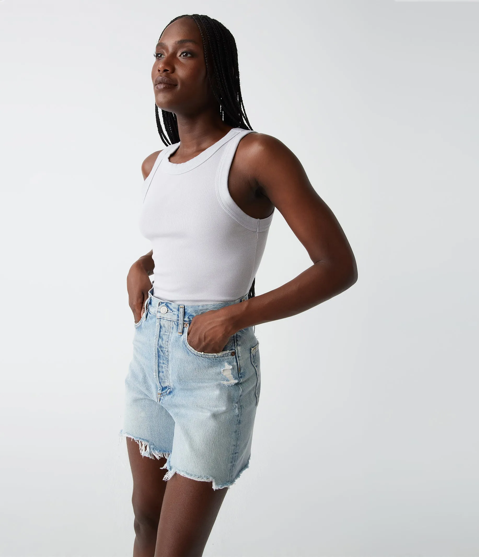 Halley Ribbed Tank with Ruching