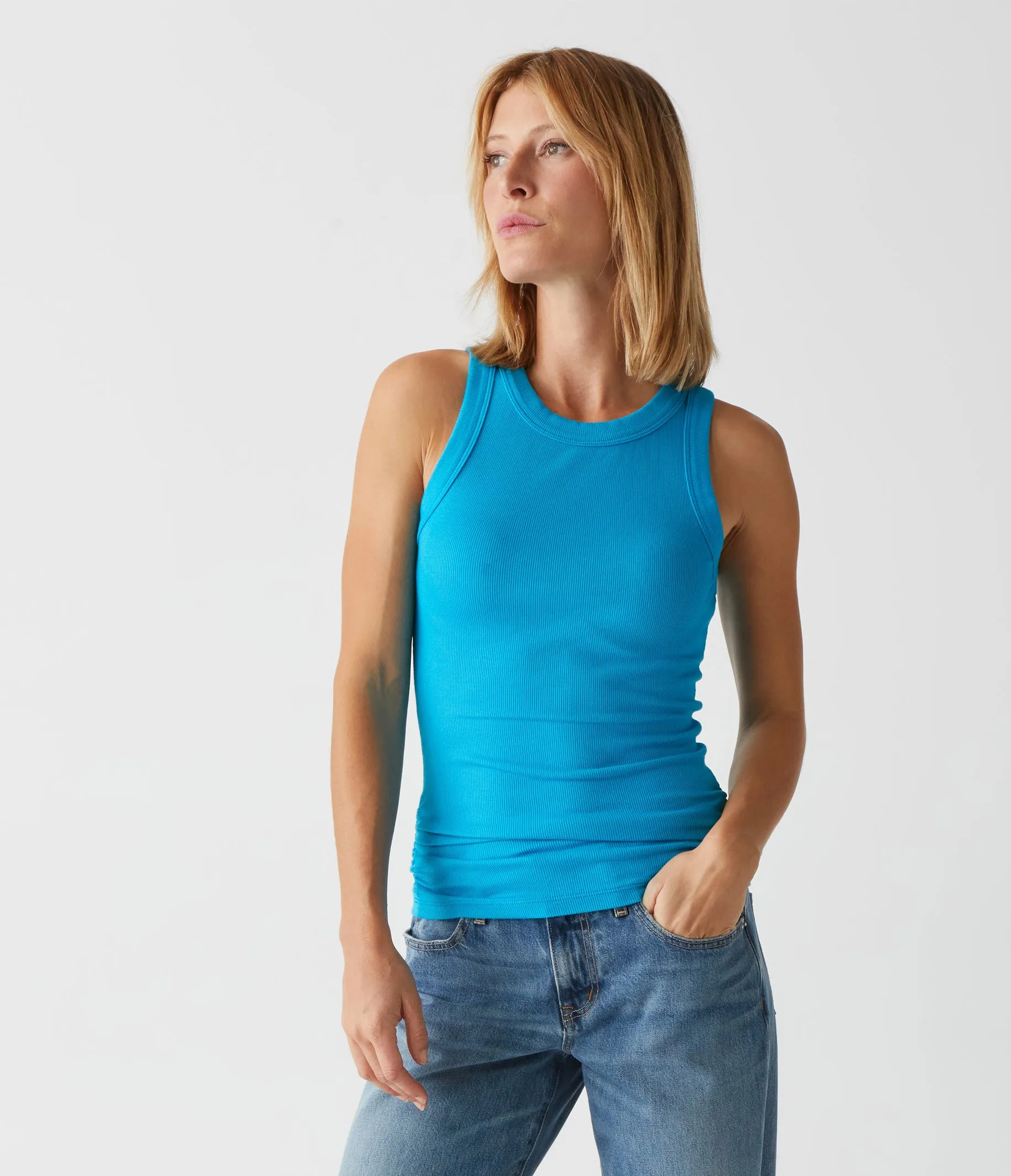 Halley Ribbed Tank with Ruching