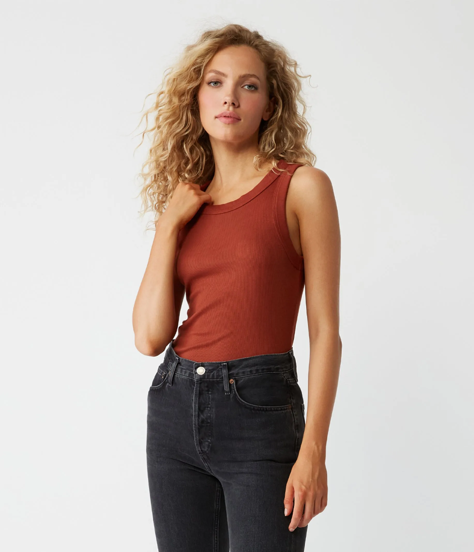 Halley Ribbed Tank with Ruching
