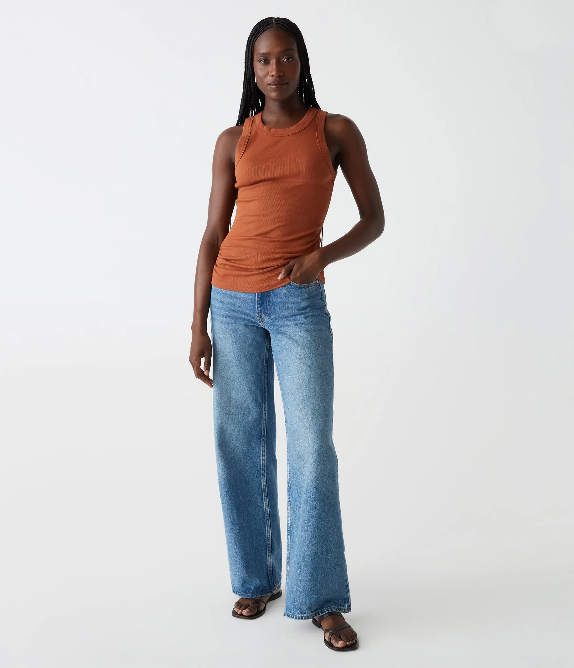 Halley Ribbed Tank with Ruching