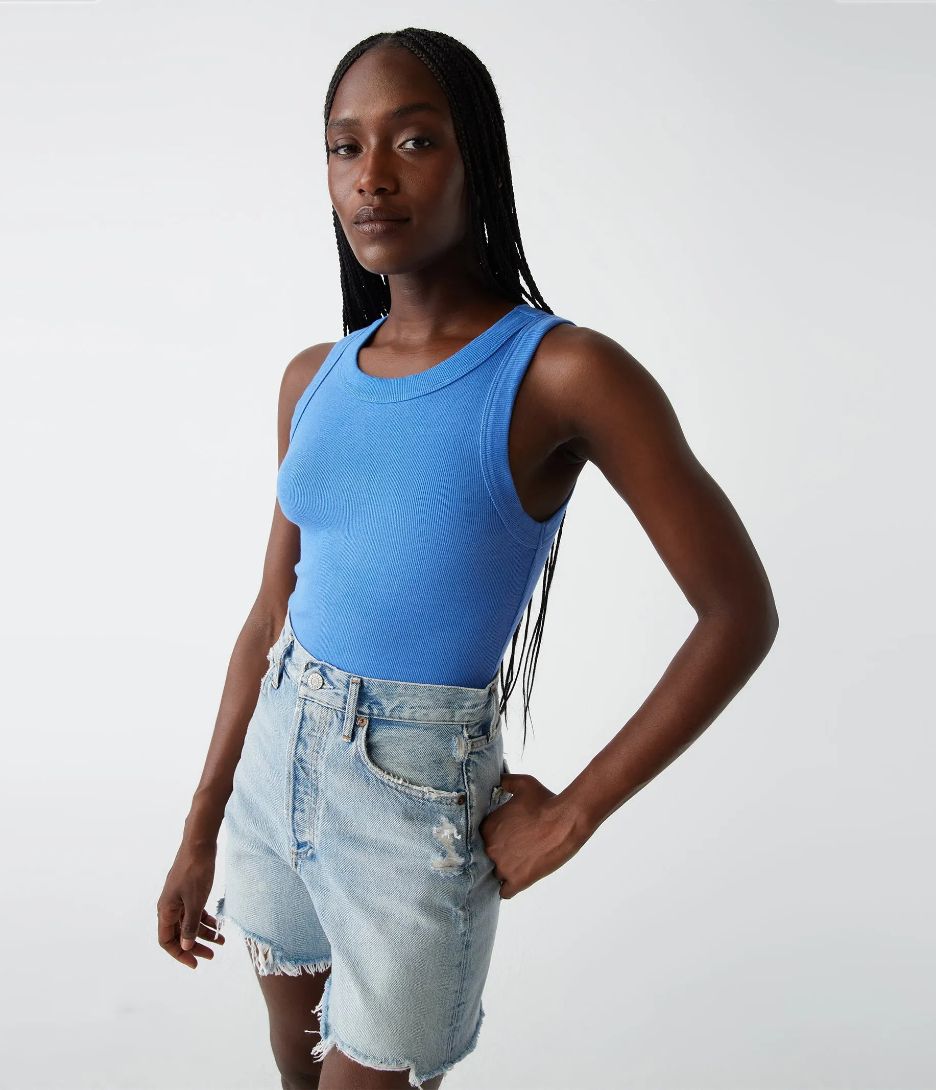 Halley Ribbed Tank with Ruching