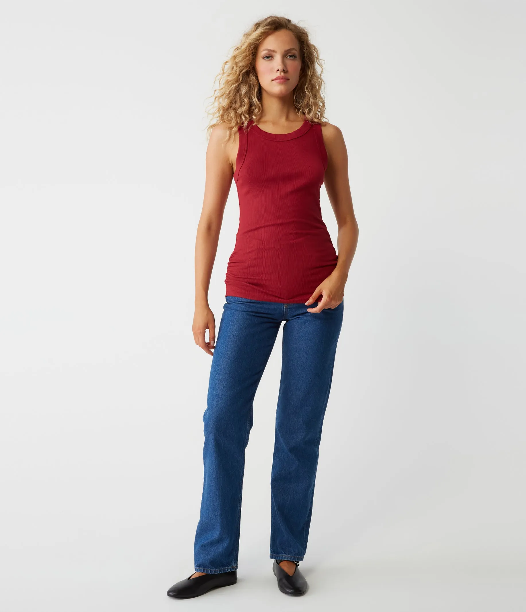 Halley Ribbed Tank with Ruching