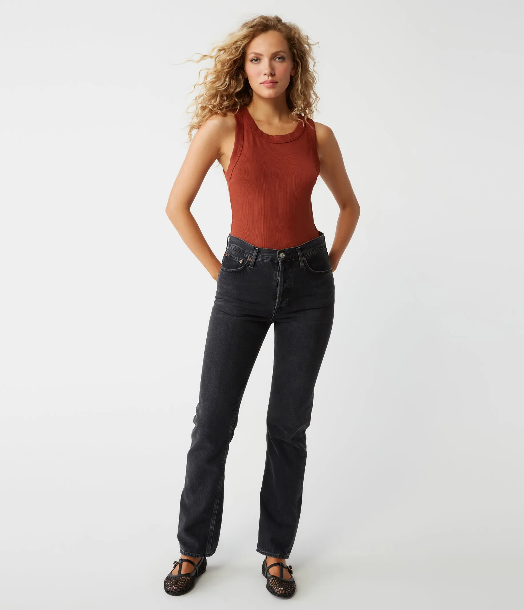 Halley Ribbed Tank with Ruching