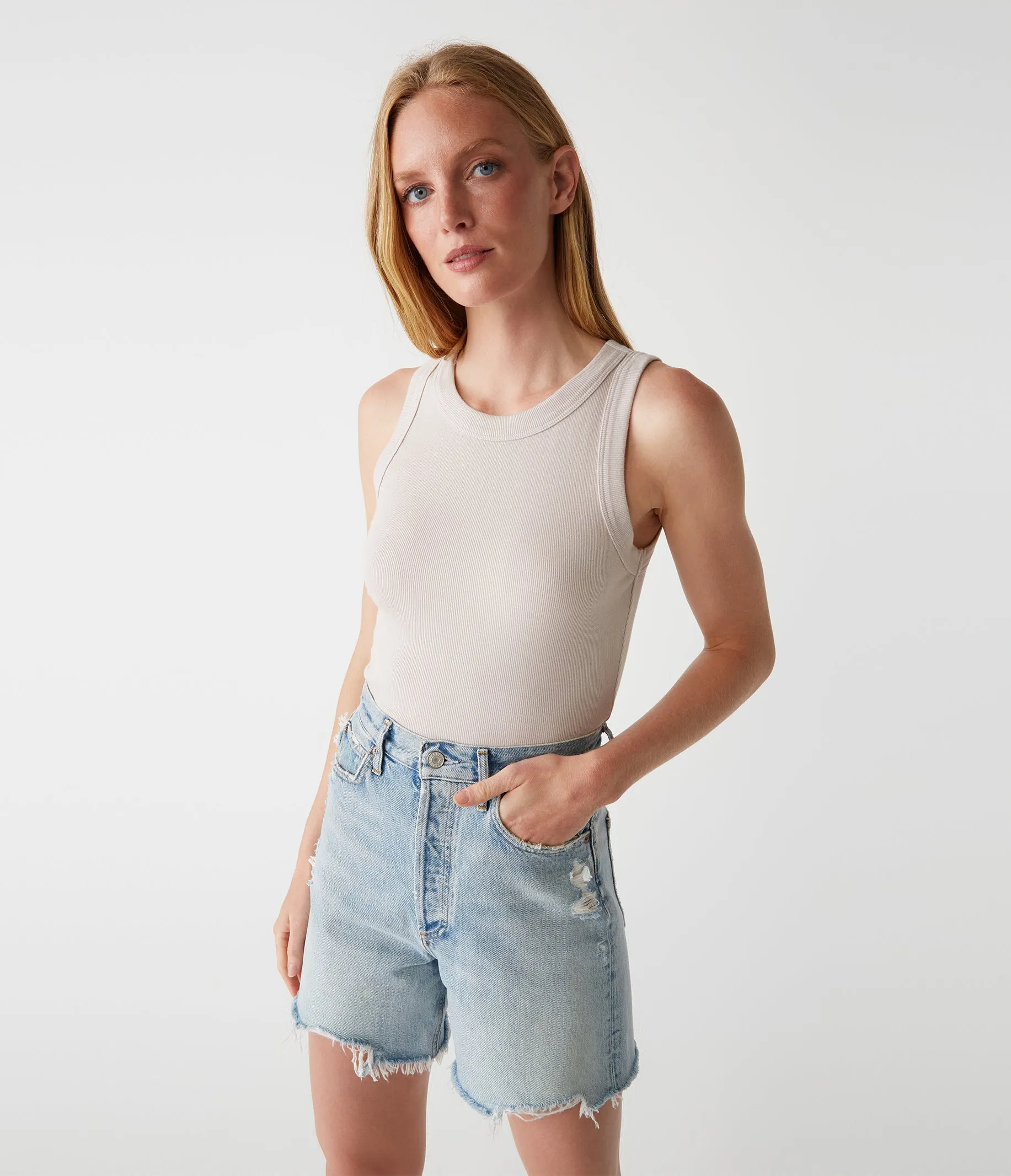 Halley Ribbed Tank with Ruching