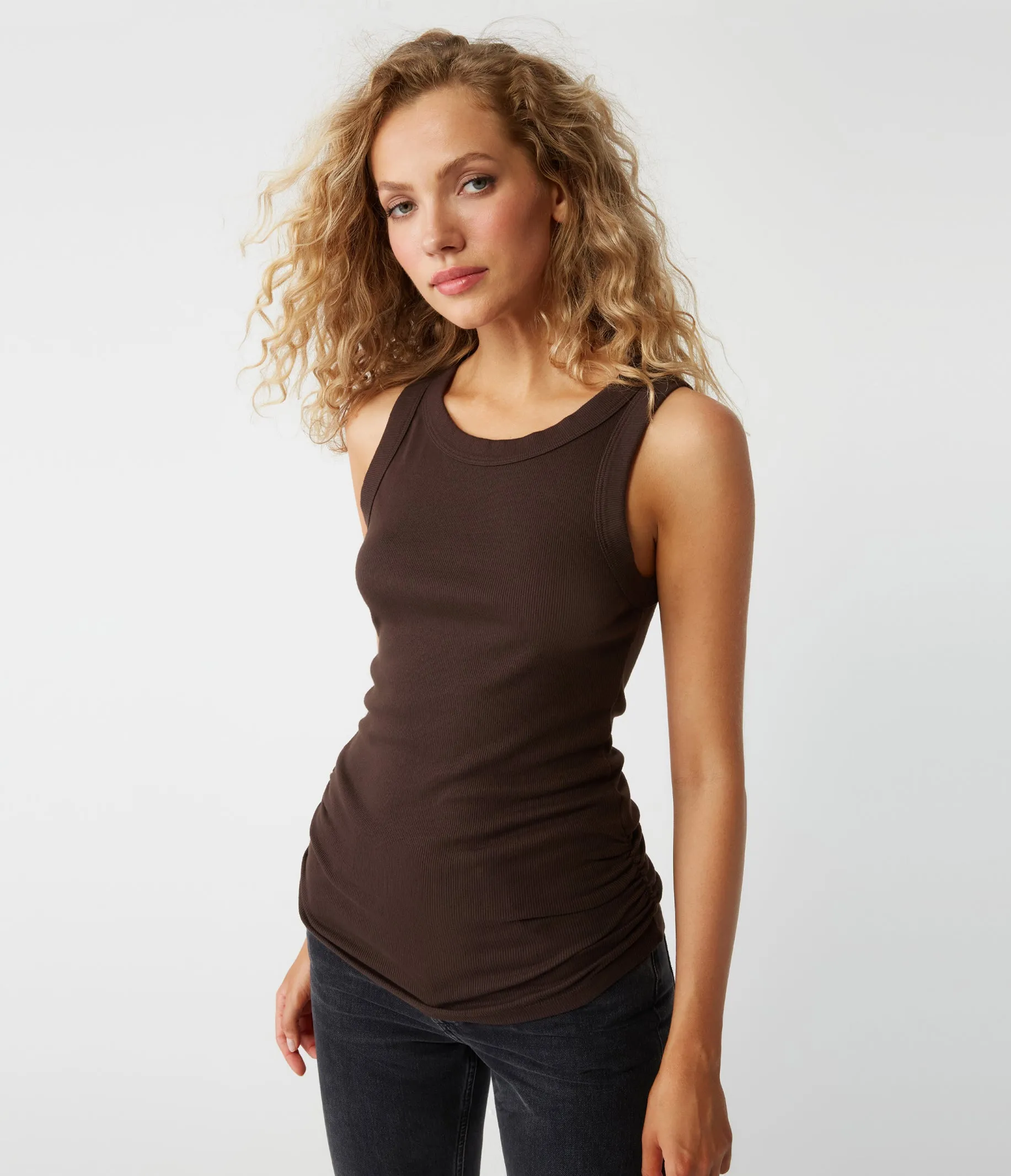 Halley Ribbed Tank with Ruching