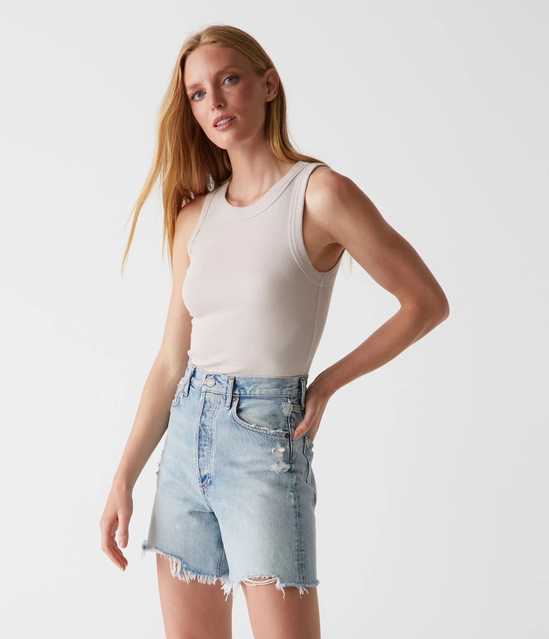 Halley Ribbed Tank with Ruching