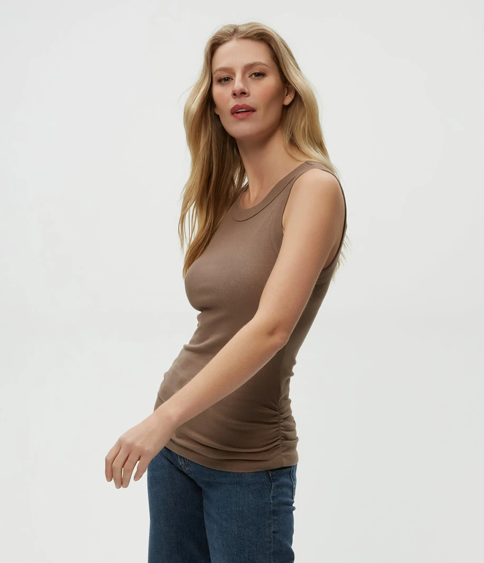 Halley Ribbed Tank with Ruching