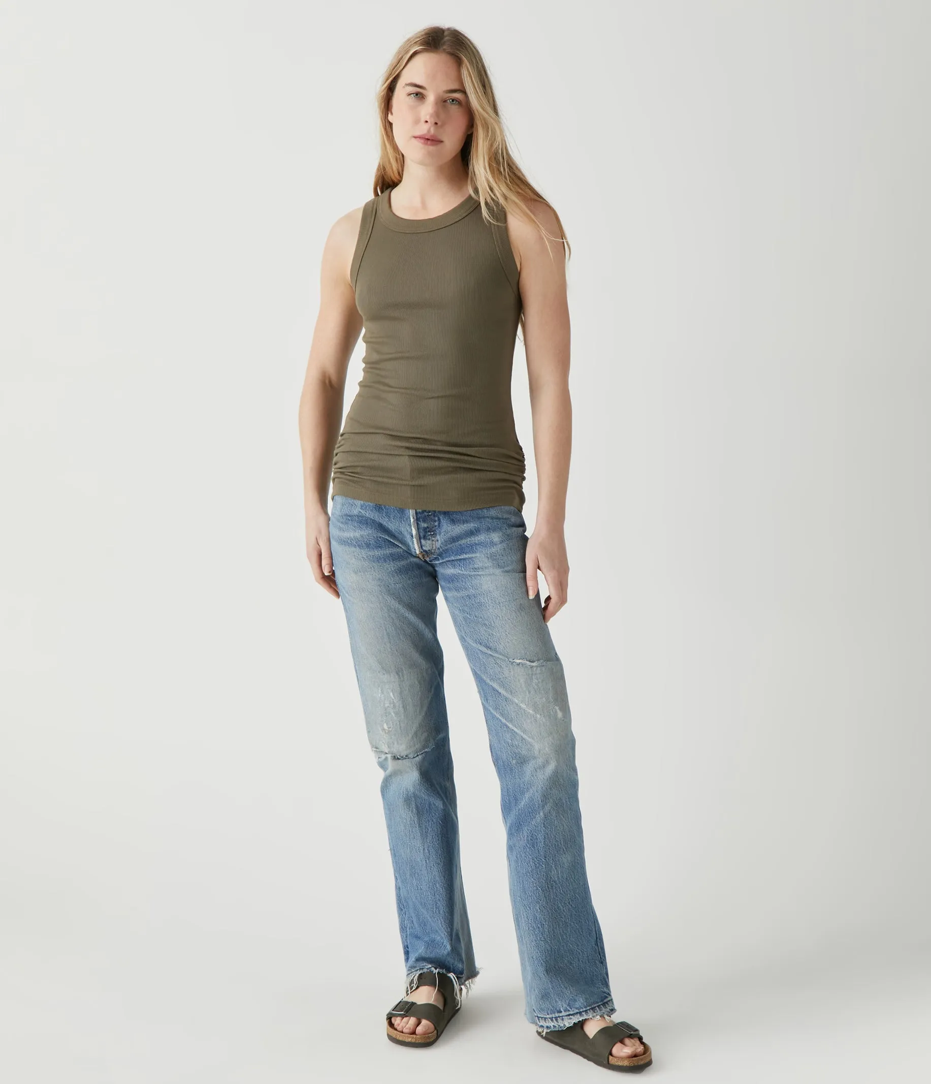 Halley Ribbed Tank with Ruching