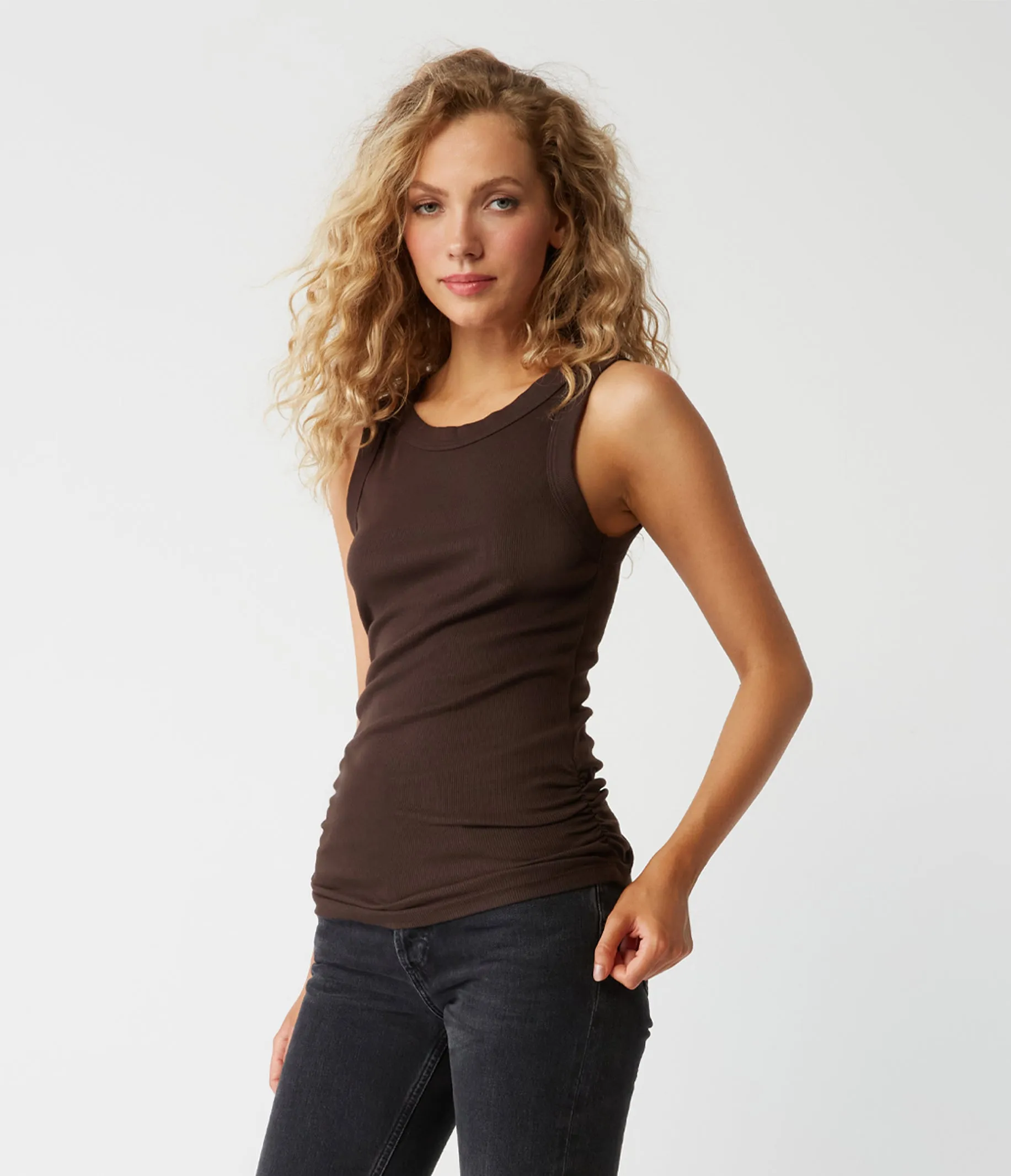 Halley Ribbed Tank with Ruching