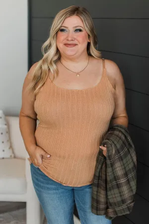 Happiness Is Within Ribbed Tank Top- Natural