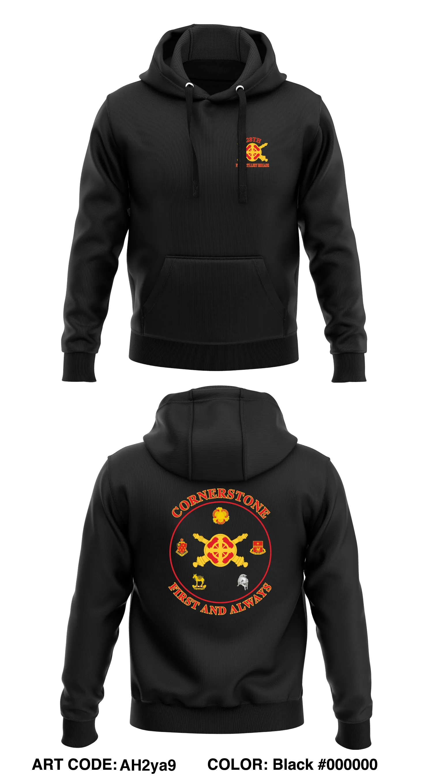 Headquarters and Headquarters Battery, 428th Field Artillery Brigade  Core Men's Hooded Performance Sweatshirt - AH2ya9