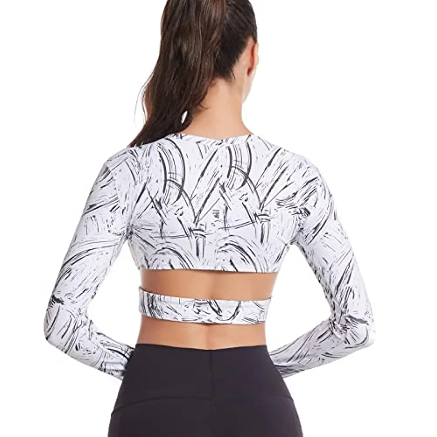 Hi J & HI Women Long Sleeve Crop Tops Workout Athletic Gym Shirts Cropped for Sports Yoga Fitness Running