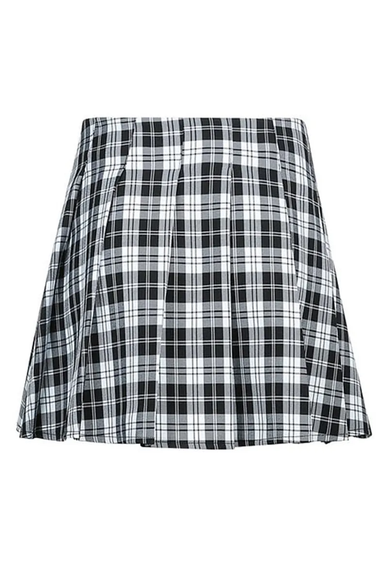 HQS1217 Punk Plaid Chain Skirt