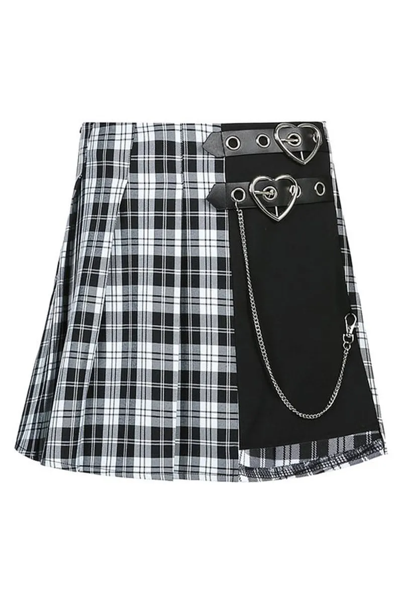 HQS1217 Punk Plaid Chain Skirt