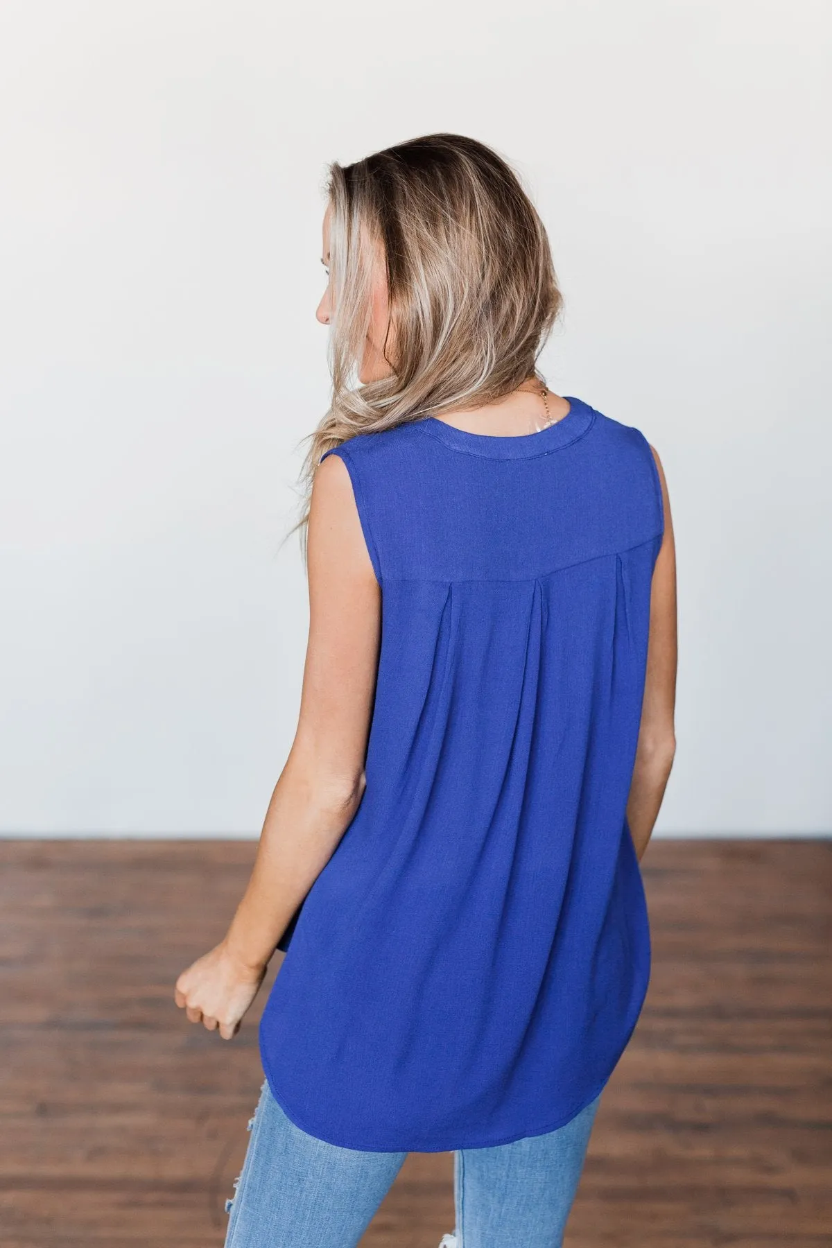 I Love Everything 3 Button Top- Royal Blue