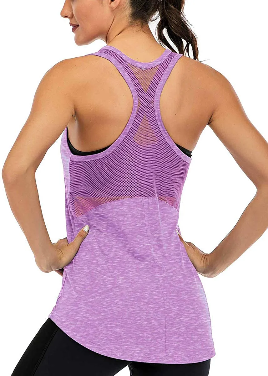 ICTIVE Workout Tank Tops for Women Sleeveless Yoga Tops for Women Mesh Racerback Tank Tops Muscle Tank