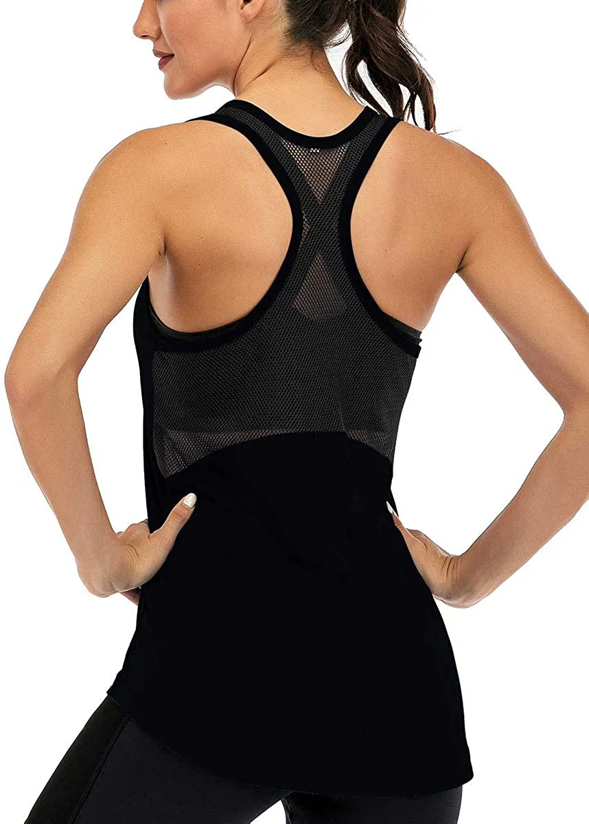 ICTIVE Workout Tank Tops for Women Sleeveless Yoga Tops for Women Mesh Racerback Tank Tops Muscle Tank
