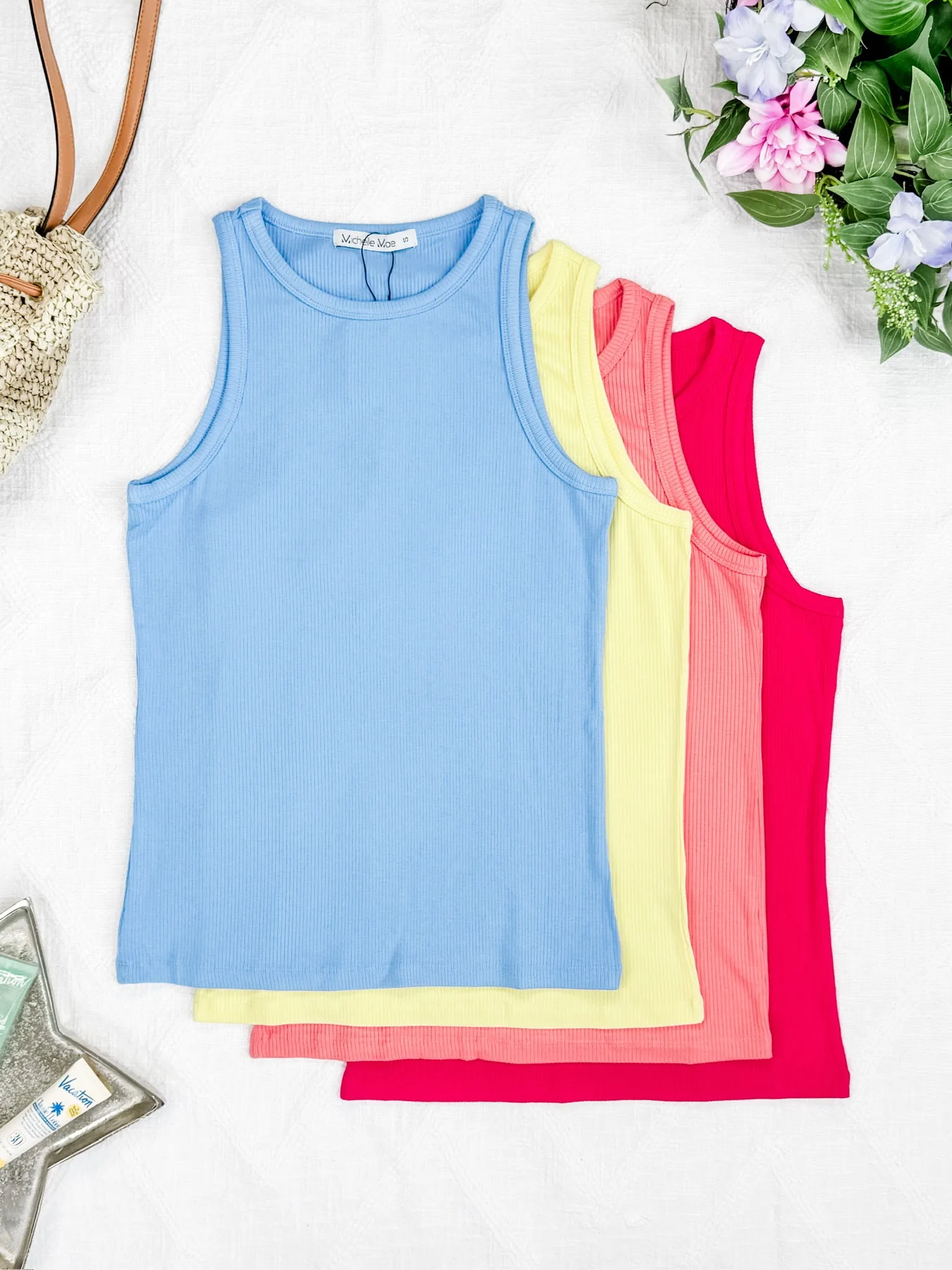 IN PRODUCTION Tara Ribbed Tank - Coral