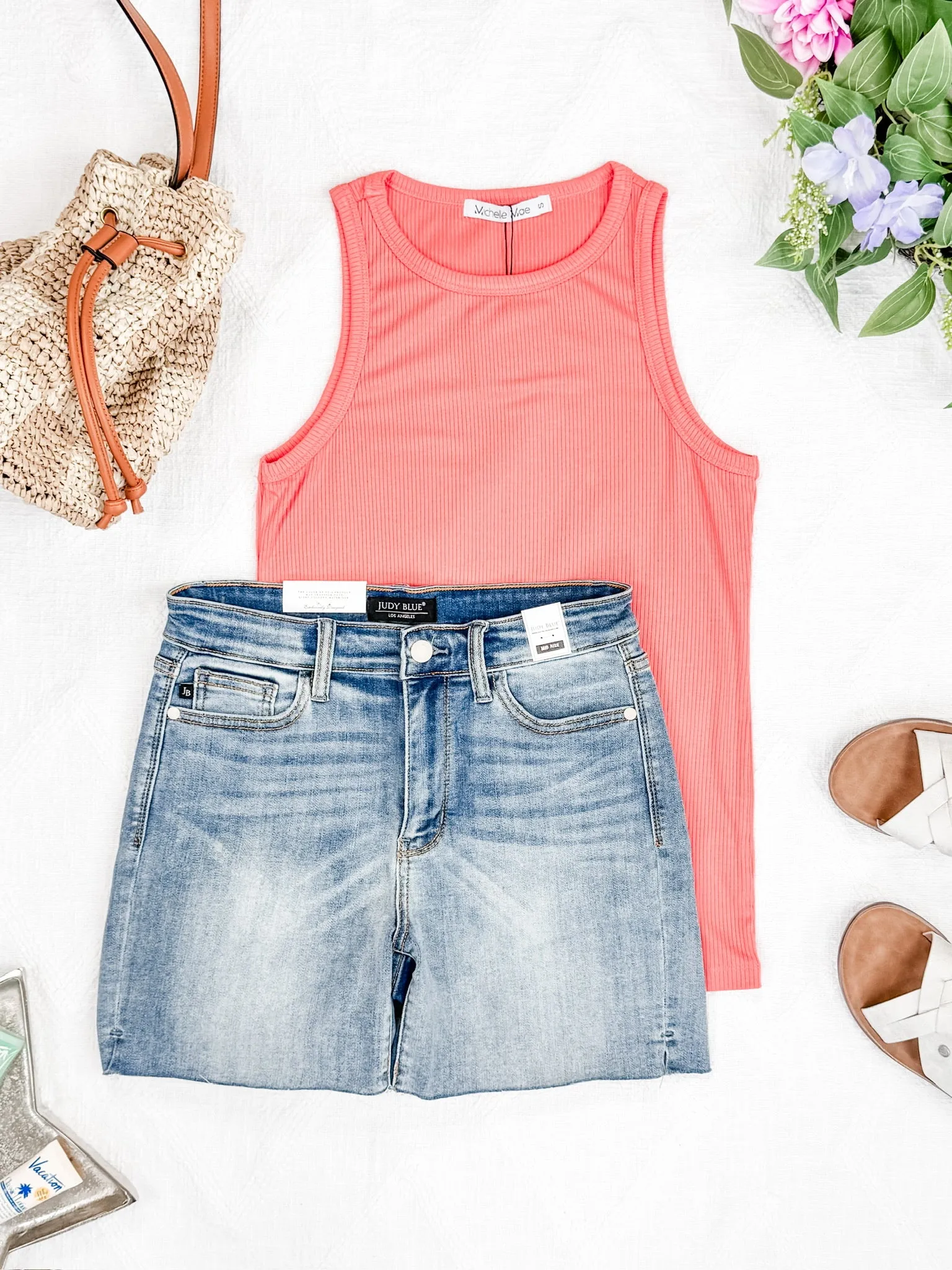 IN PRODUCTION Tara Ribbed Tank - Coral
