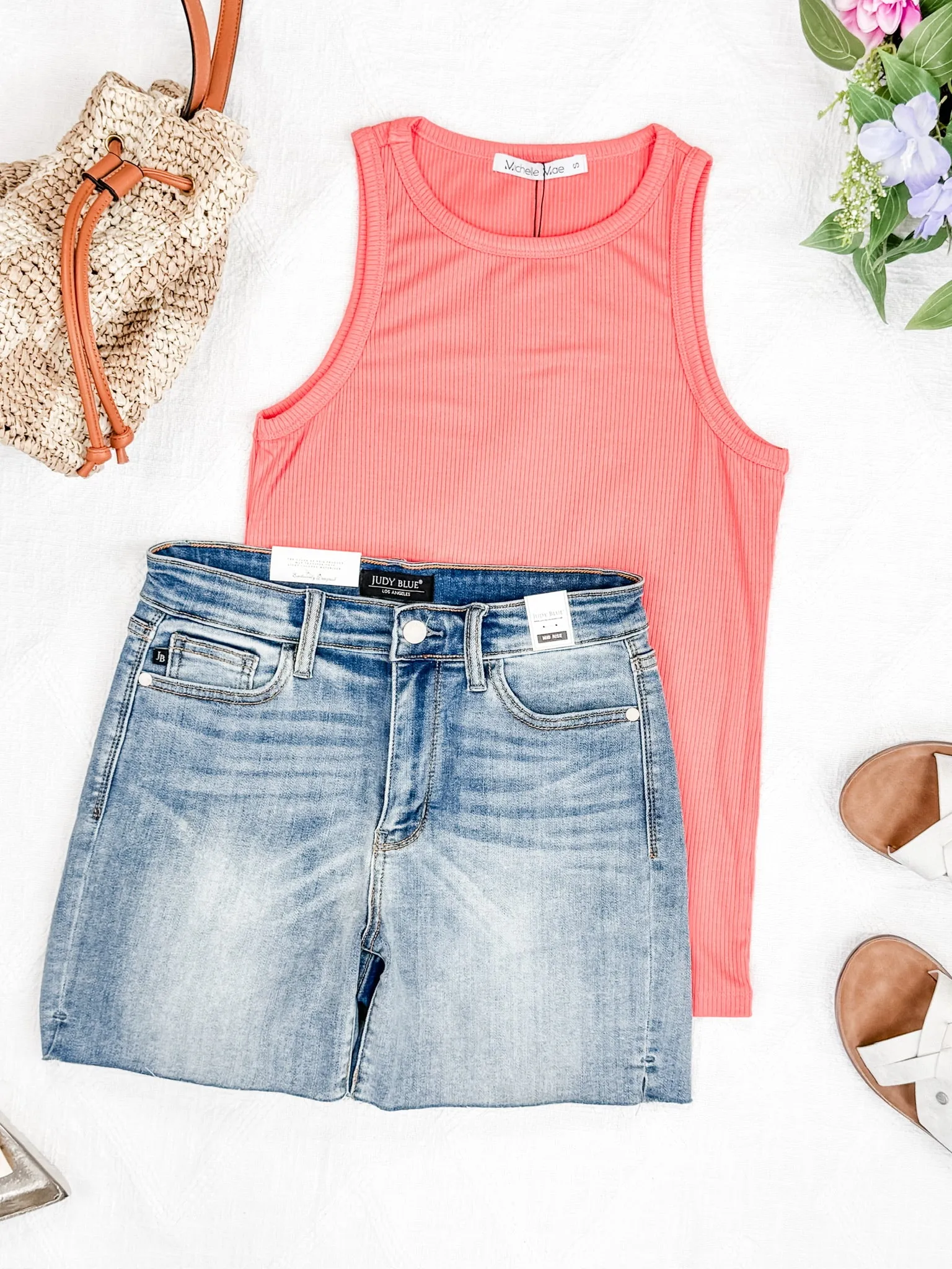IN PRODUCTION Tara Ribbed Tank - Coral
