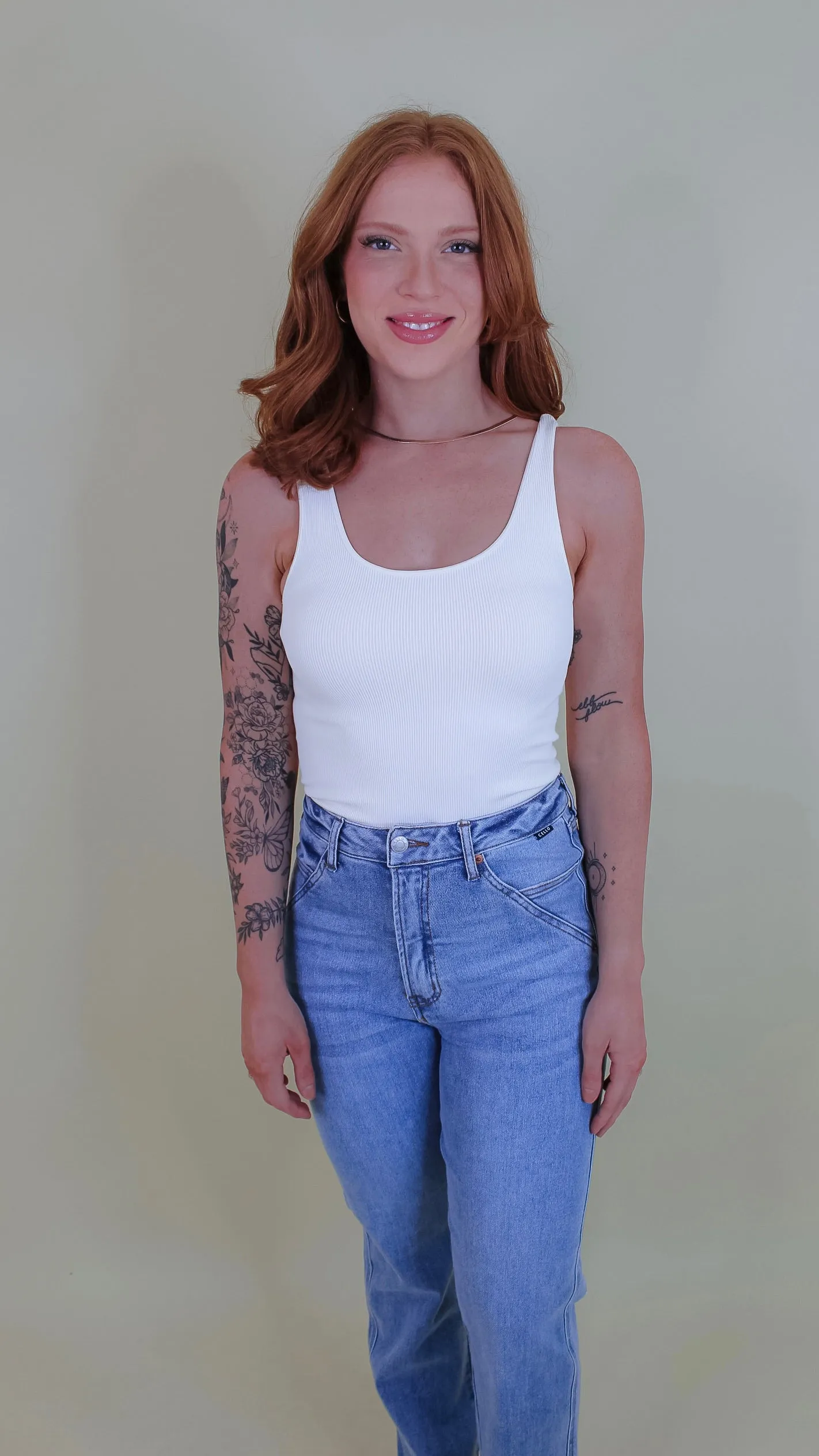 Irina Ribbed Reversible Tank Top - Ivory
