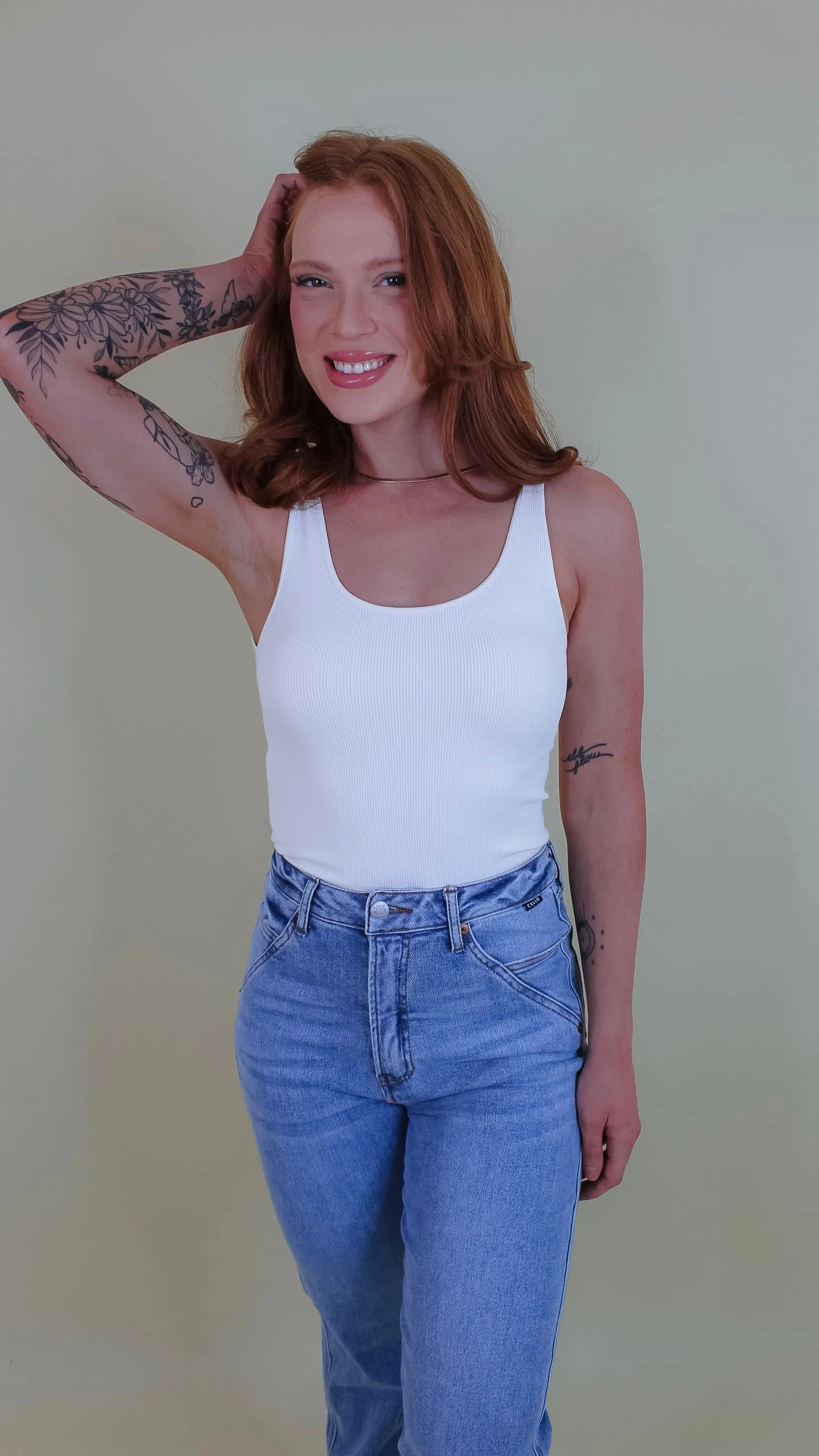 Irina Ribbed Reversible Tank Top - Ivory