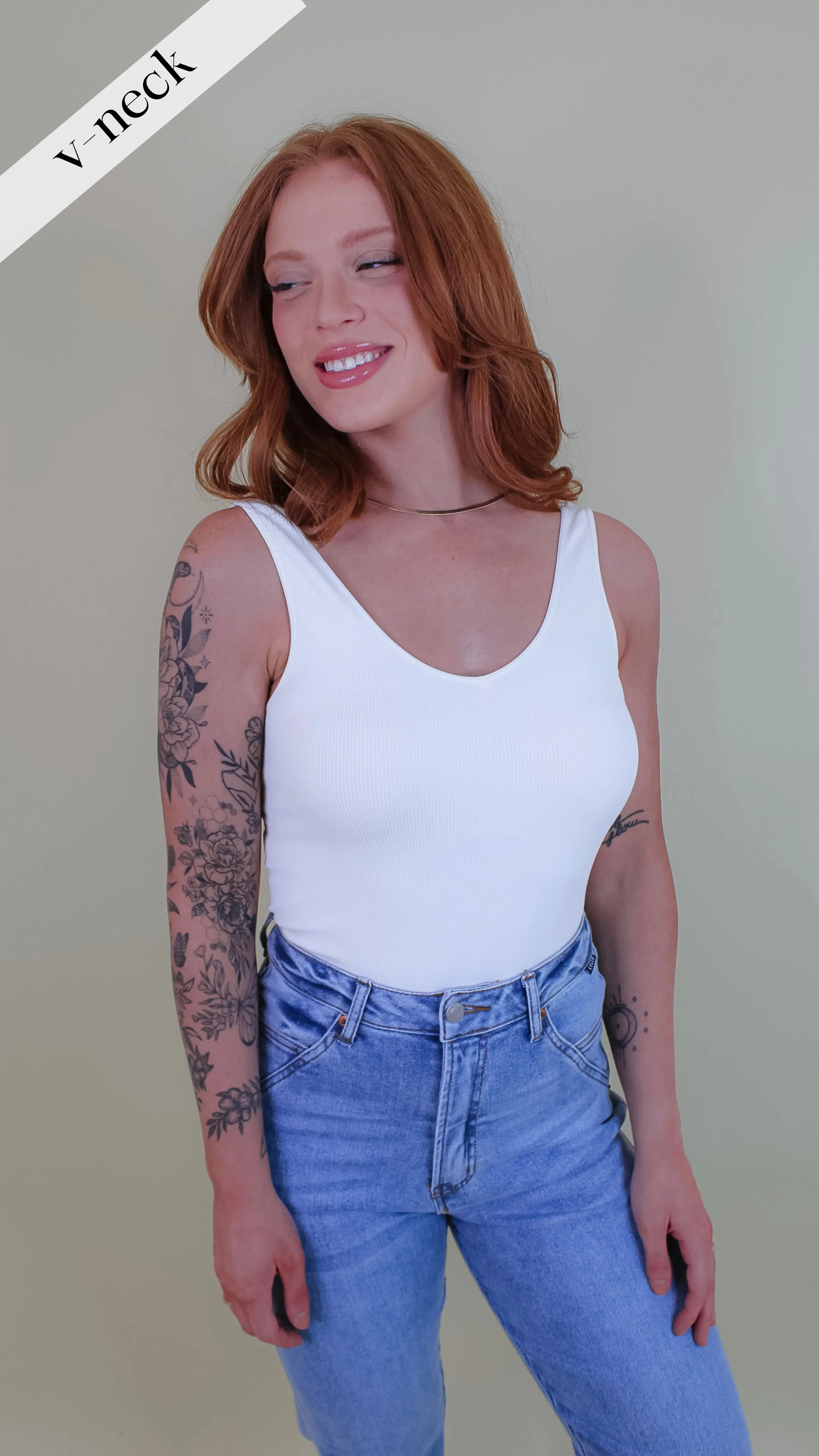 Irina Ribbed Reversible Tank Top - Ivory