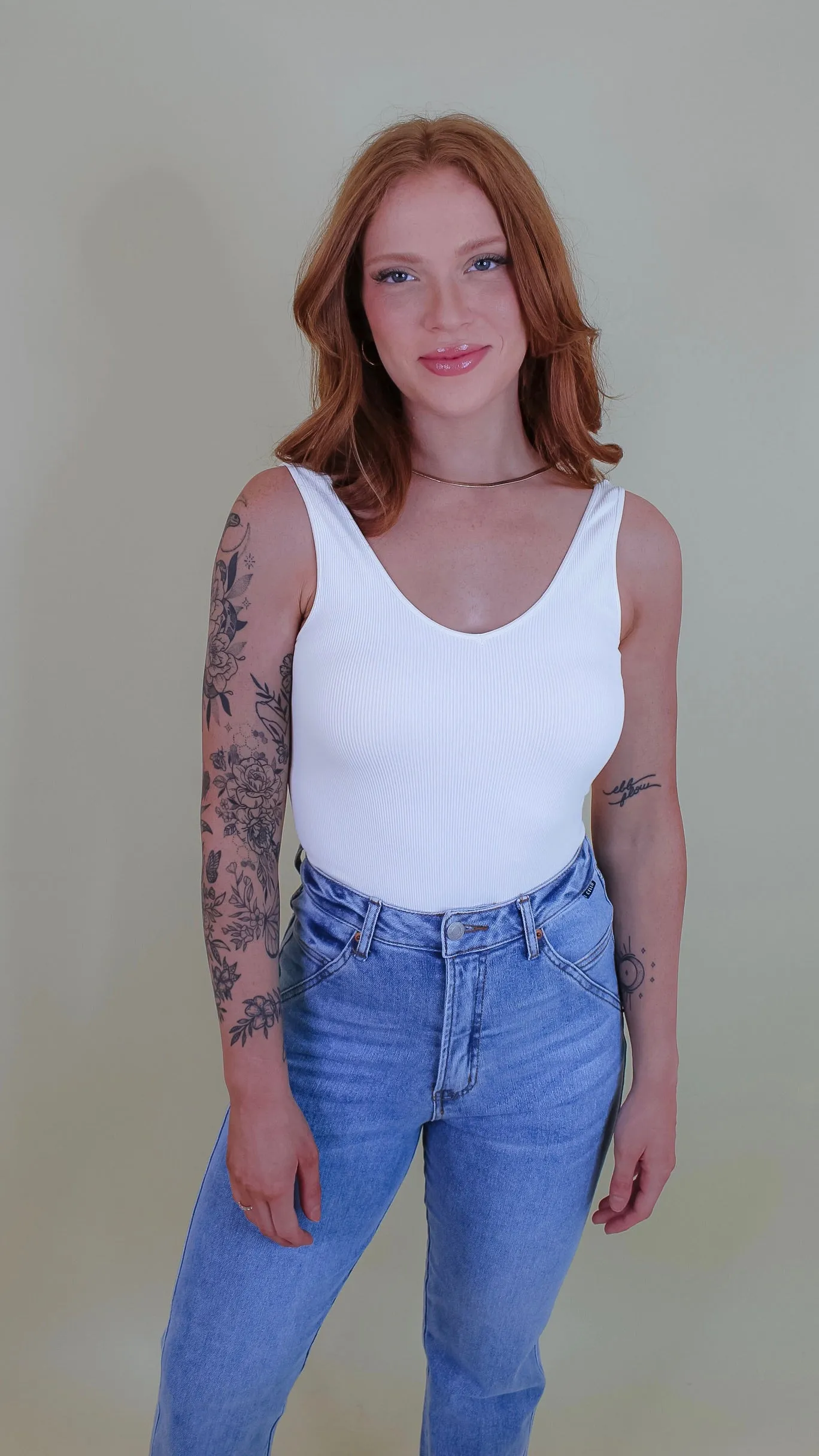 Irina Ribbed Reversible Tank Top - Ivory