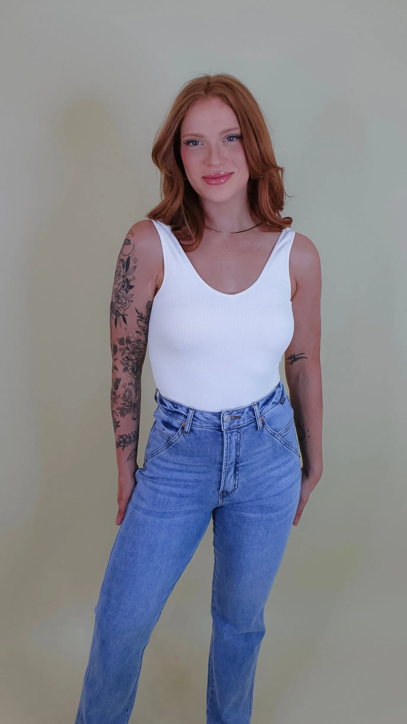 Irina Ribbed Reversible Tank Top - Ivory