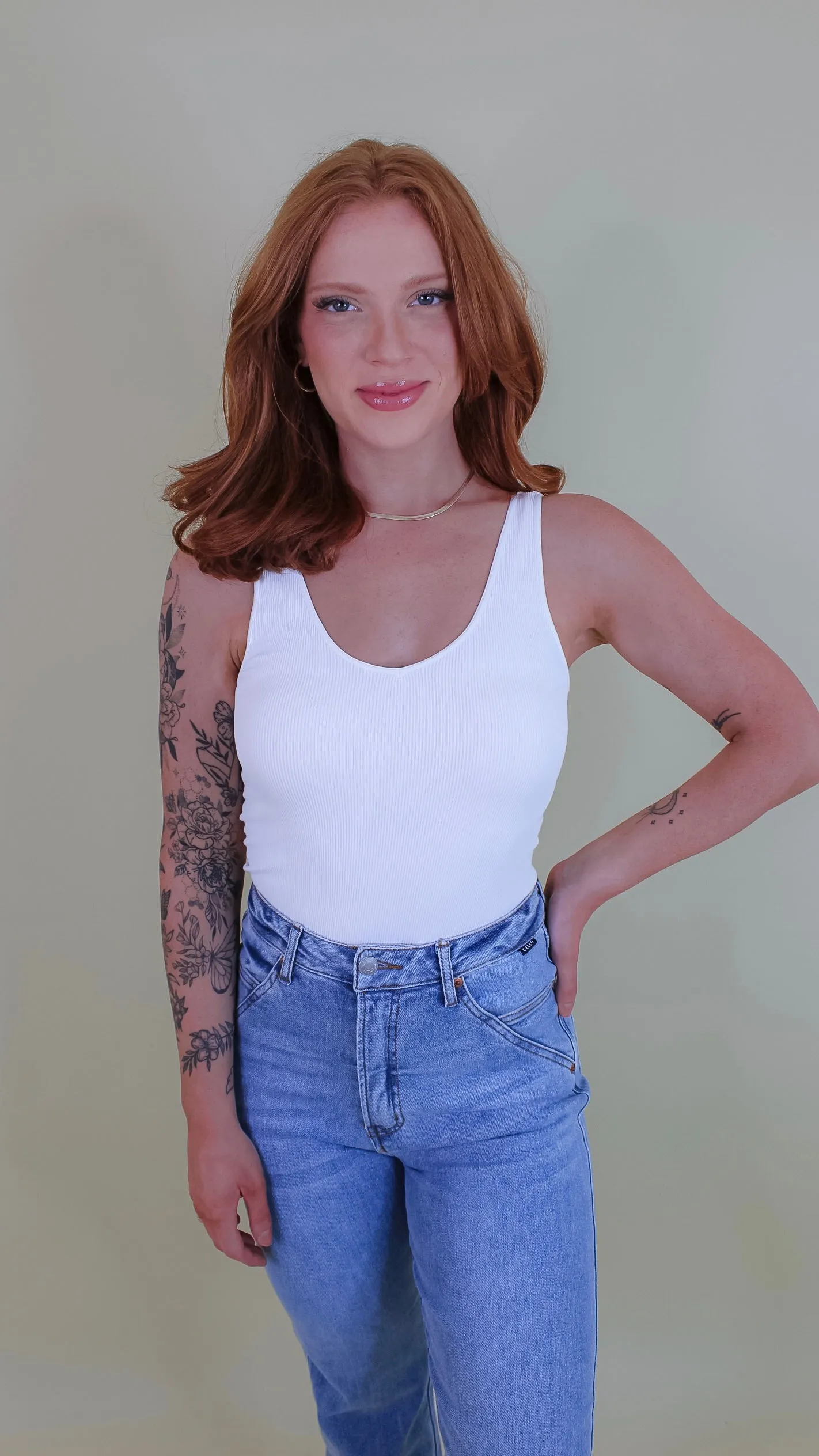 Irina Ribbed Reversible Tank Top - White