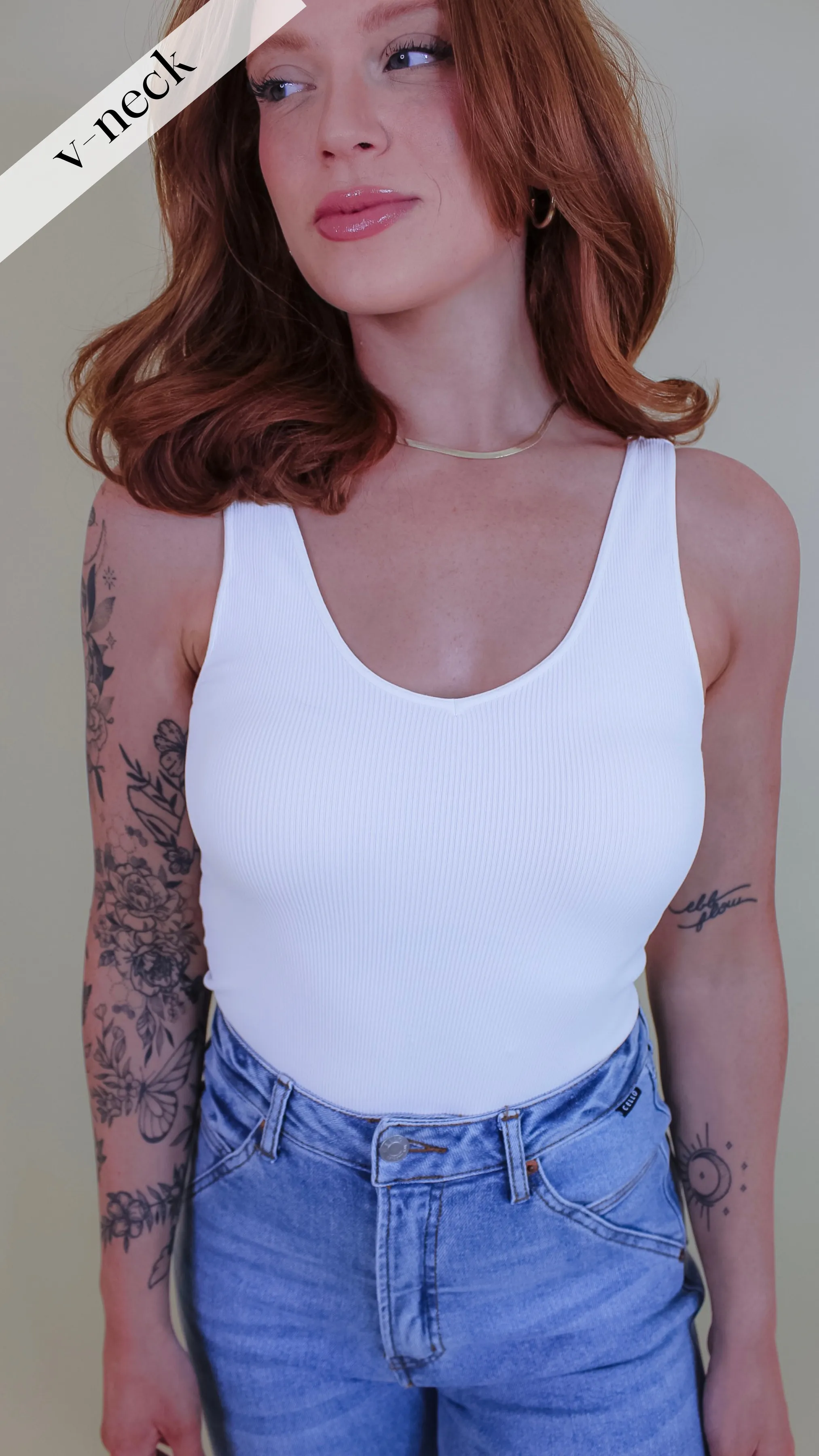 Irina Ribbed Reversible Tank Top - White
