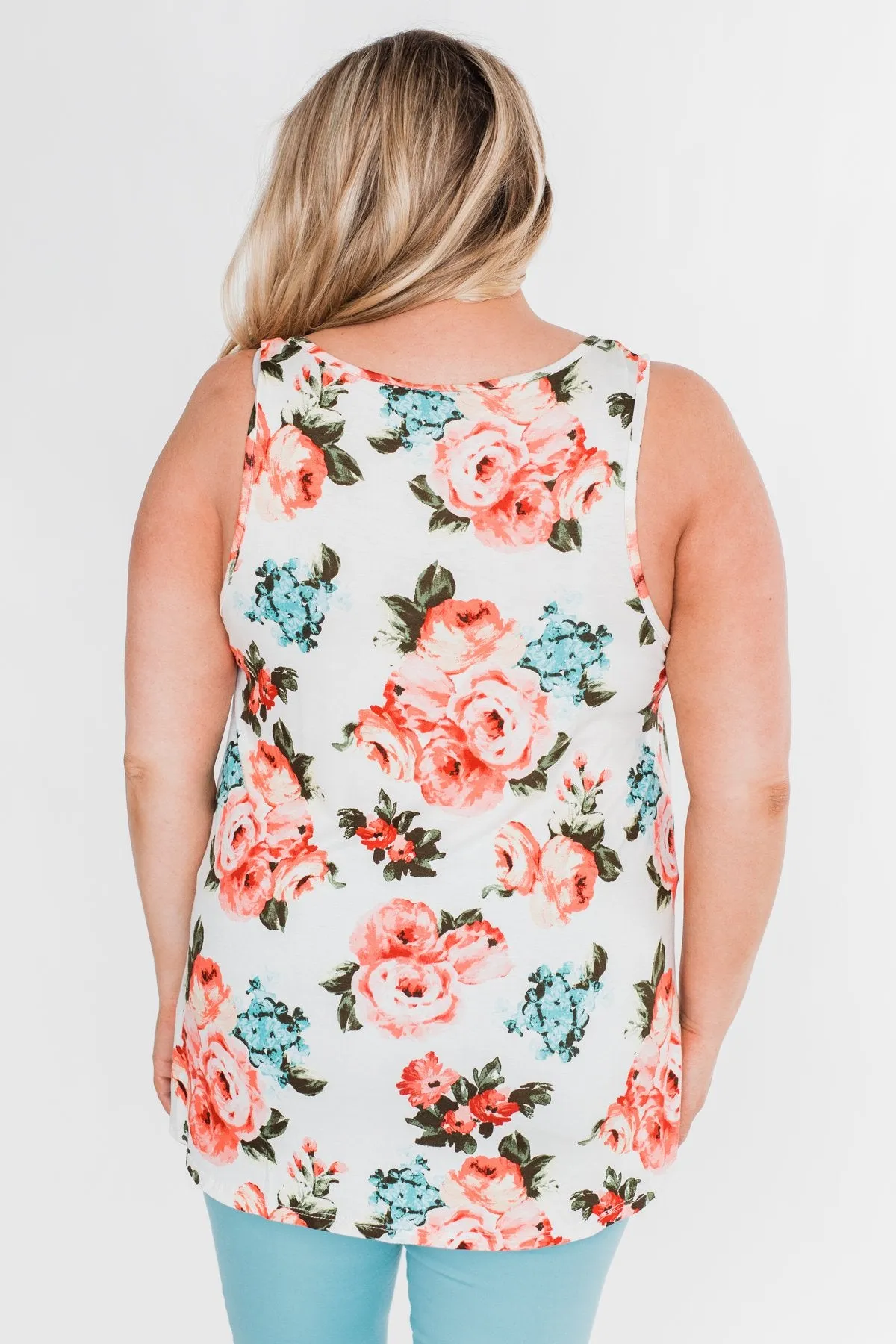 It's a Sweet Love Floral Tank Top-Ivory