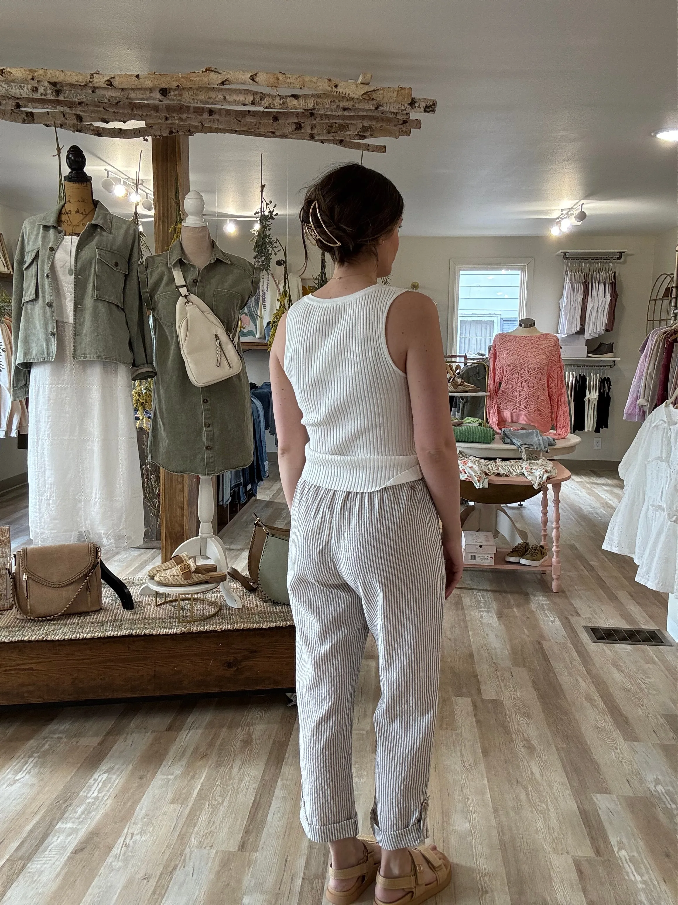 ivory ribbed button tank