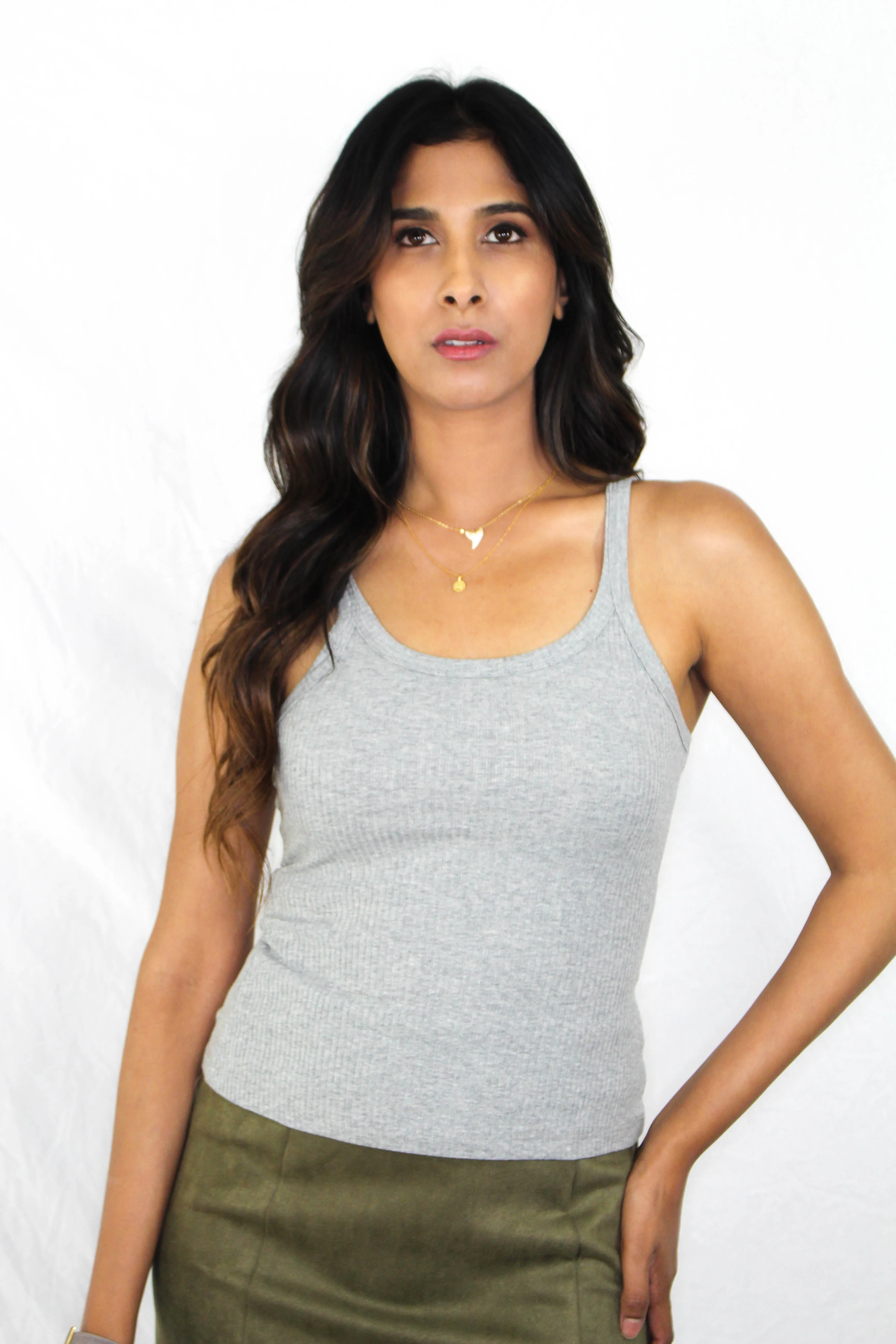 Jasper Ribbed Tank in Grey
