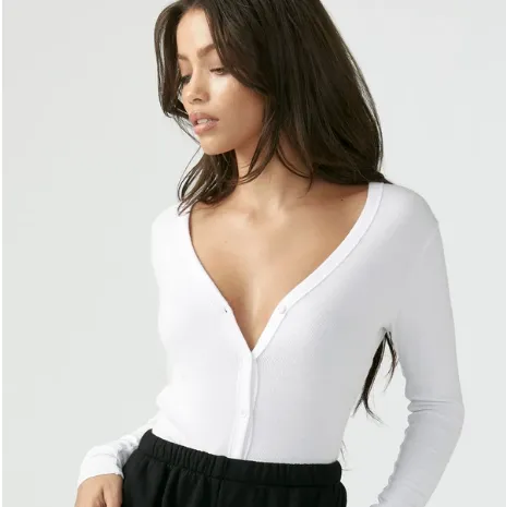 Joah Brown Cropped Button Down [243CAR]