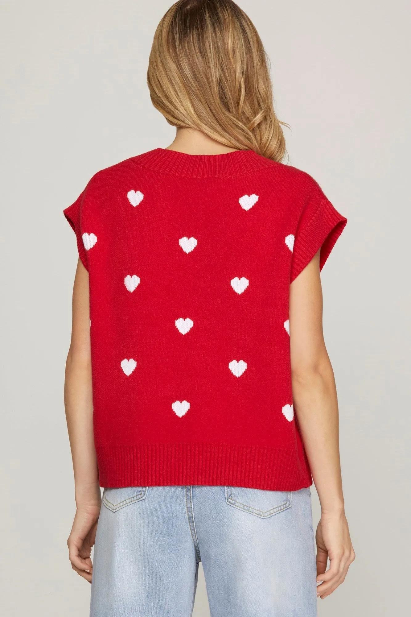 Joy Heart Red Sweater Tank FINAL SALE