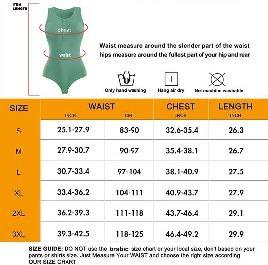 Junlan Sleeveless Bodysuit Shapewear for Women Scoop Neck Button